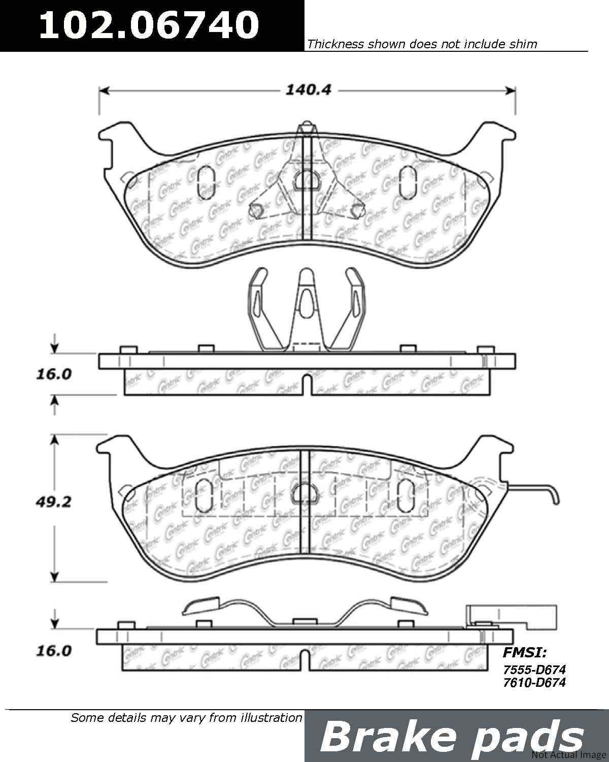 C-Tek Semi-Metallic Brake Pads with Shims  top view frsport 102.06740