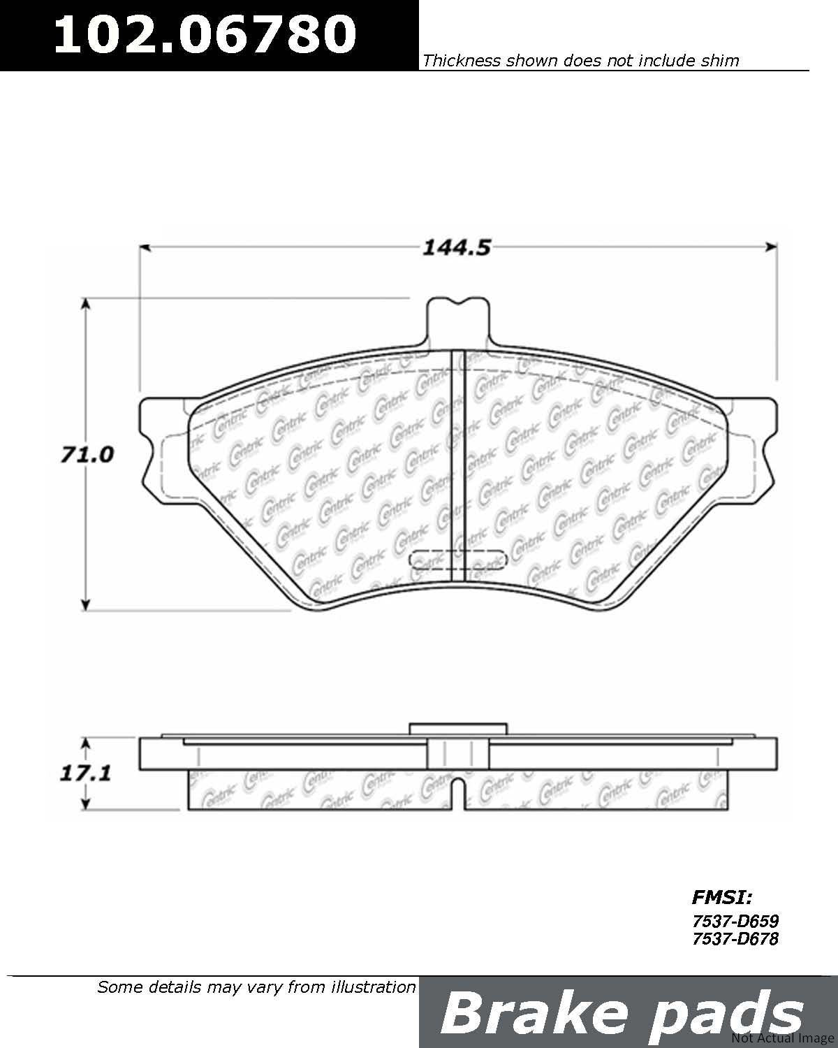 C-Tek Semi-Metallic Brake Pads with Shims  top view frsport 102.06780