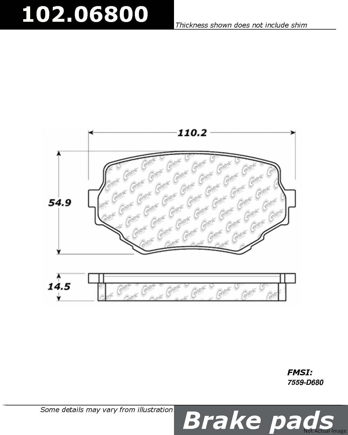 C-Tek Semi-Metallic Brake Pads with Shims  top view frsport 102.06800