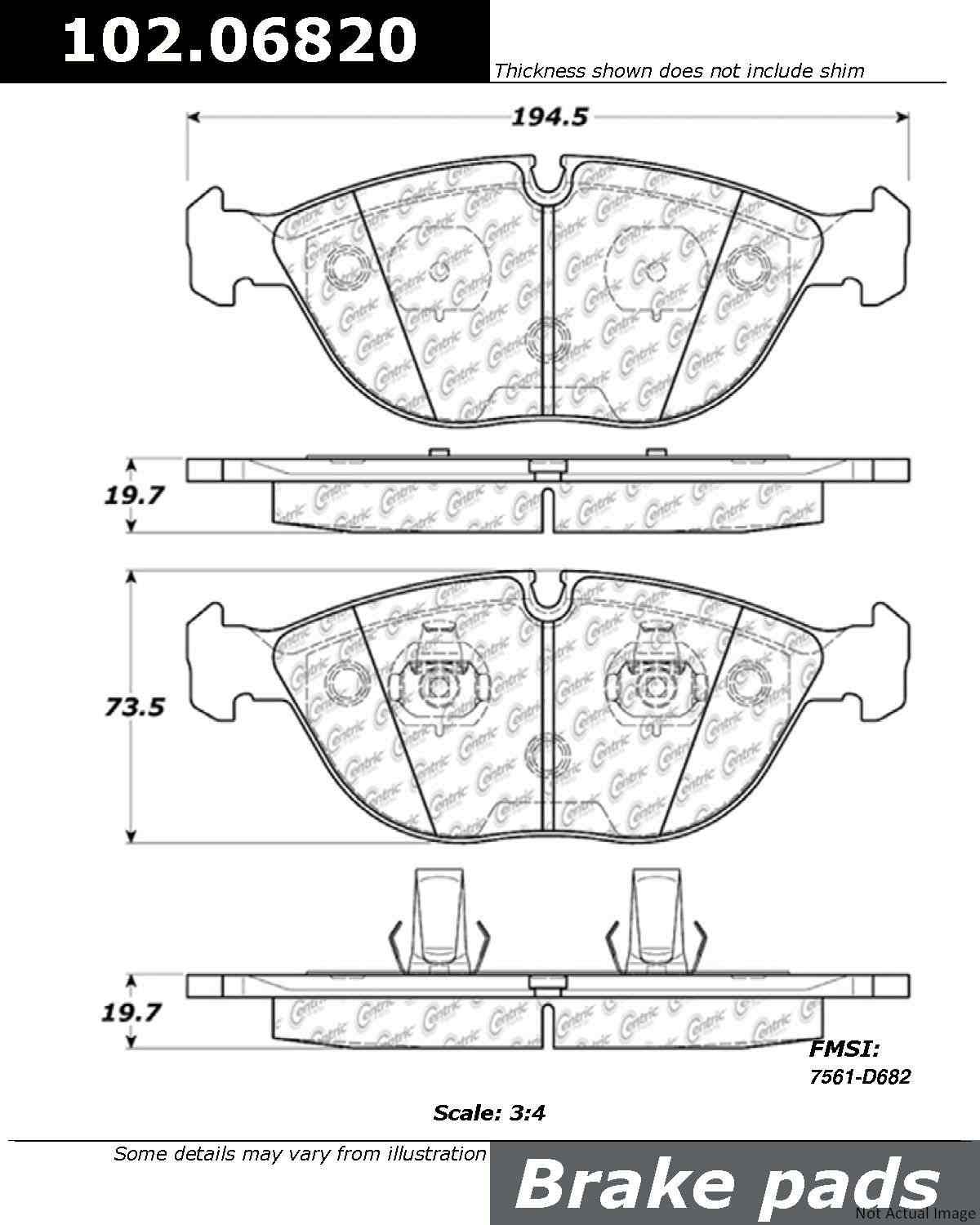 C-Tek Semi-Metallic Brake Pads with Shims  top view frsport 102.06820