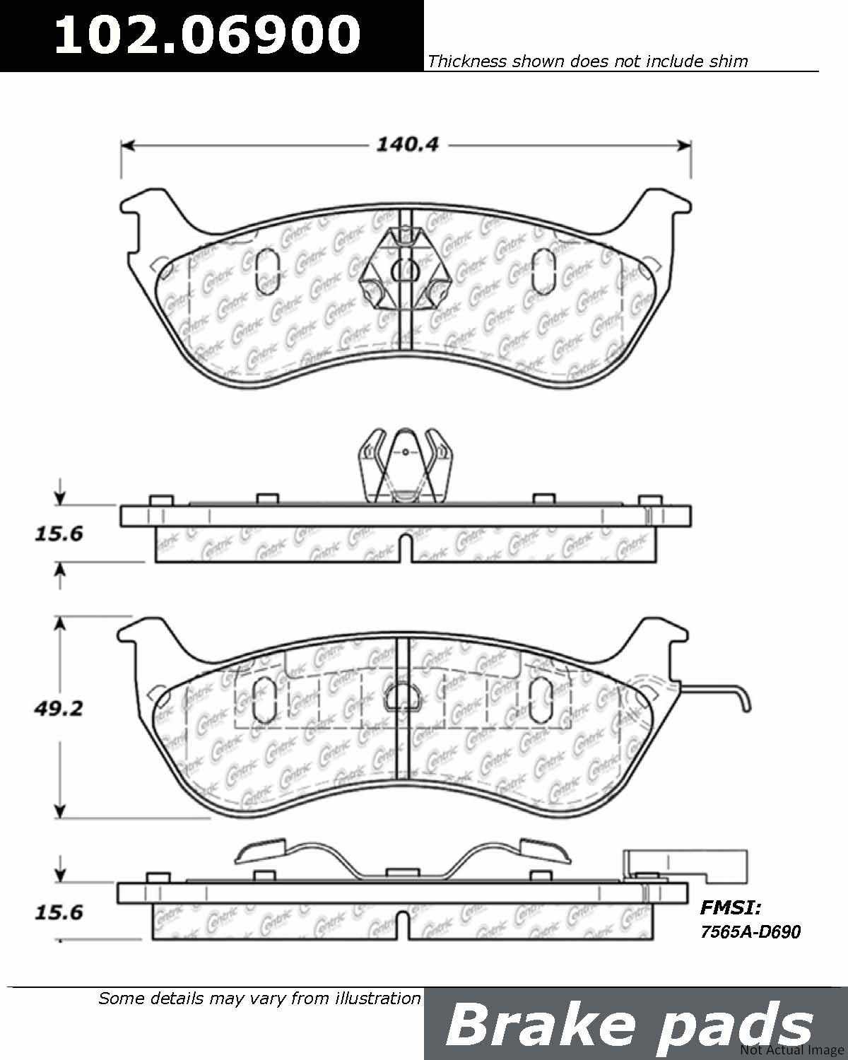 C-Tek Semi-Metallic Brake Pads with Shims  top view frsport 102.06900