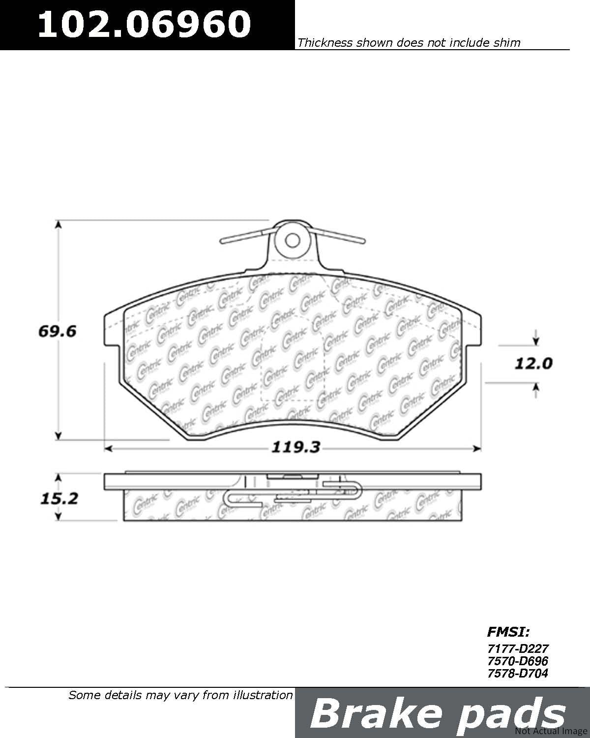 C-Tek Semi-Metallic Brake Pads with Shims  top view frsport 102.06960