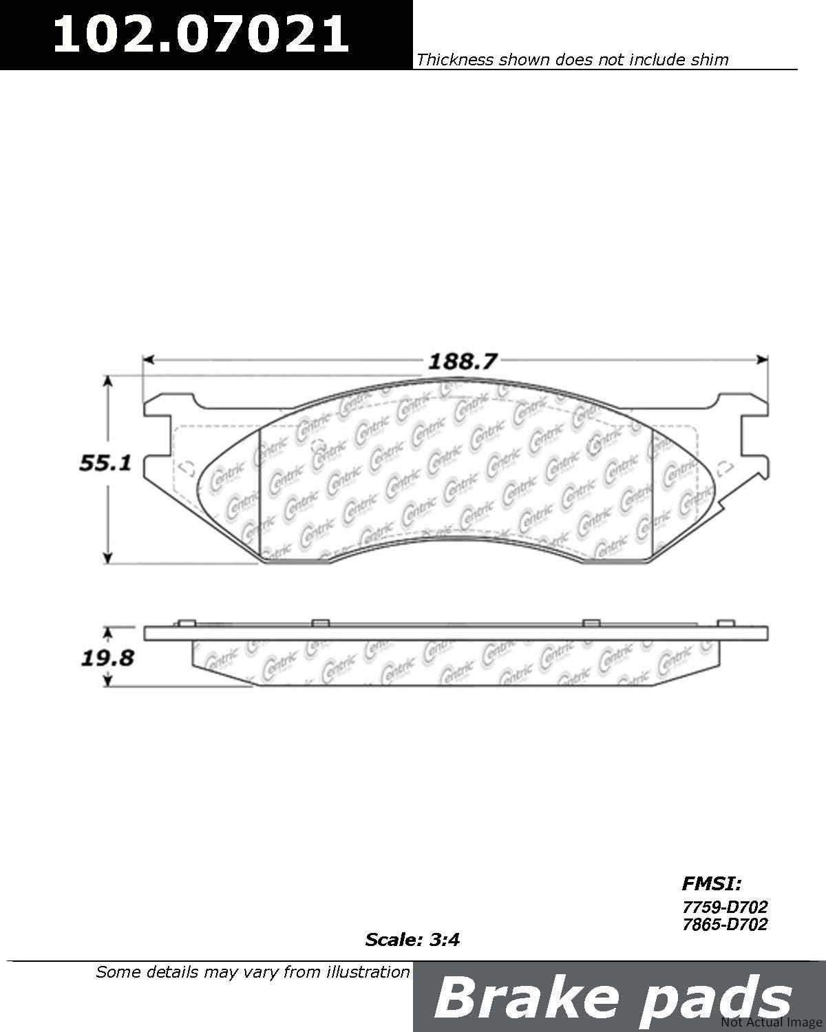 C-Tek Semi-Metallic Brake Pads with Shims  top view frsport 102.07021