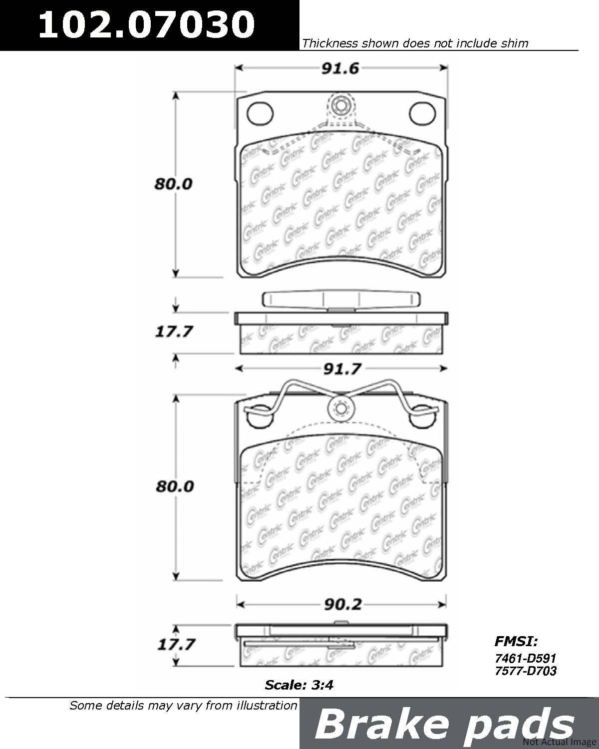 C-Tek Semi-Metallic Brake Pads with Shims  top view frsport 102.07030