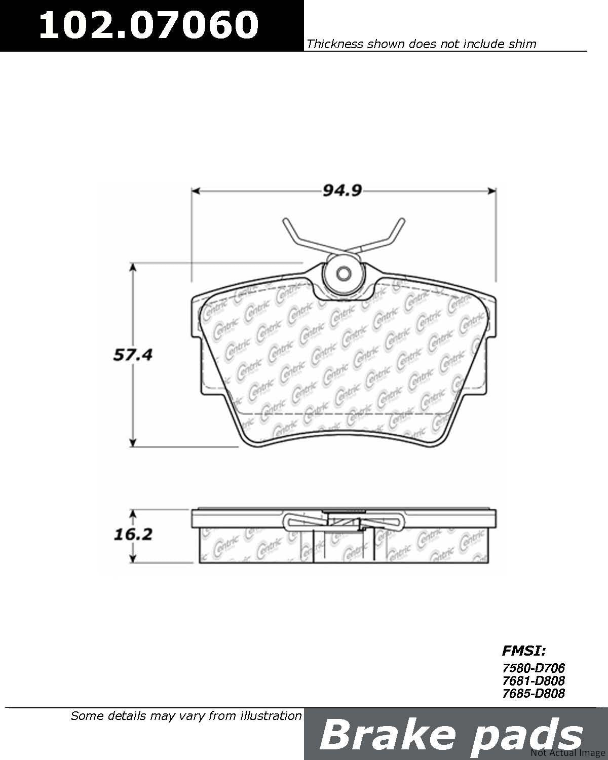 Stoptech Centric C-TEK Semi-Metallic Brake Pads w/Shims - Rear 102.07060