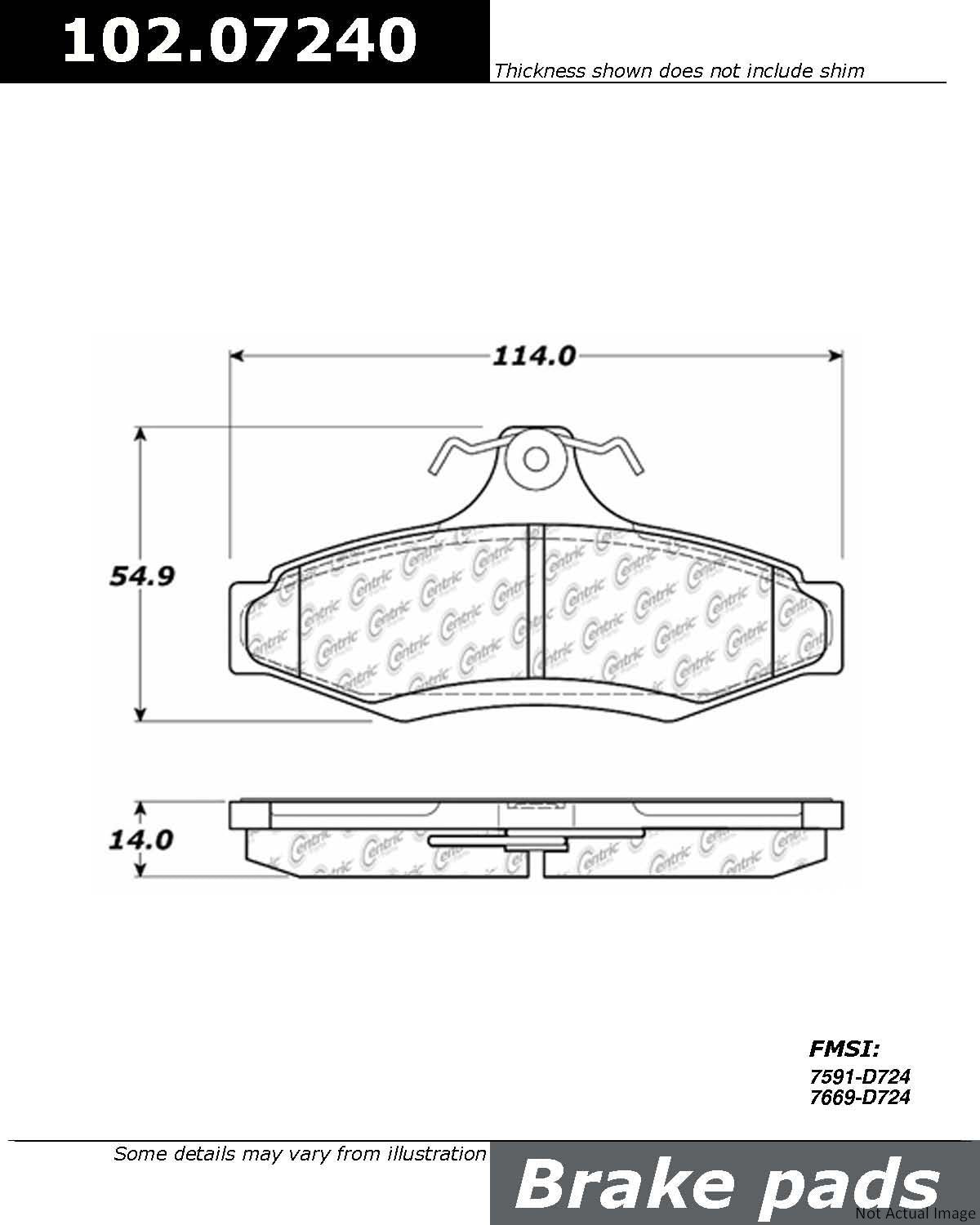 C-Tek Semi-Metallic Brake Pads with Shims  top view frsport 102.07240