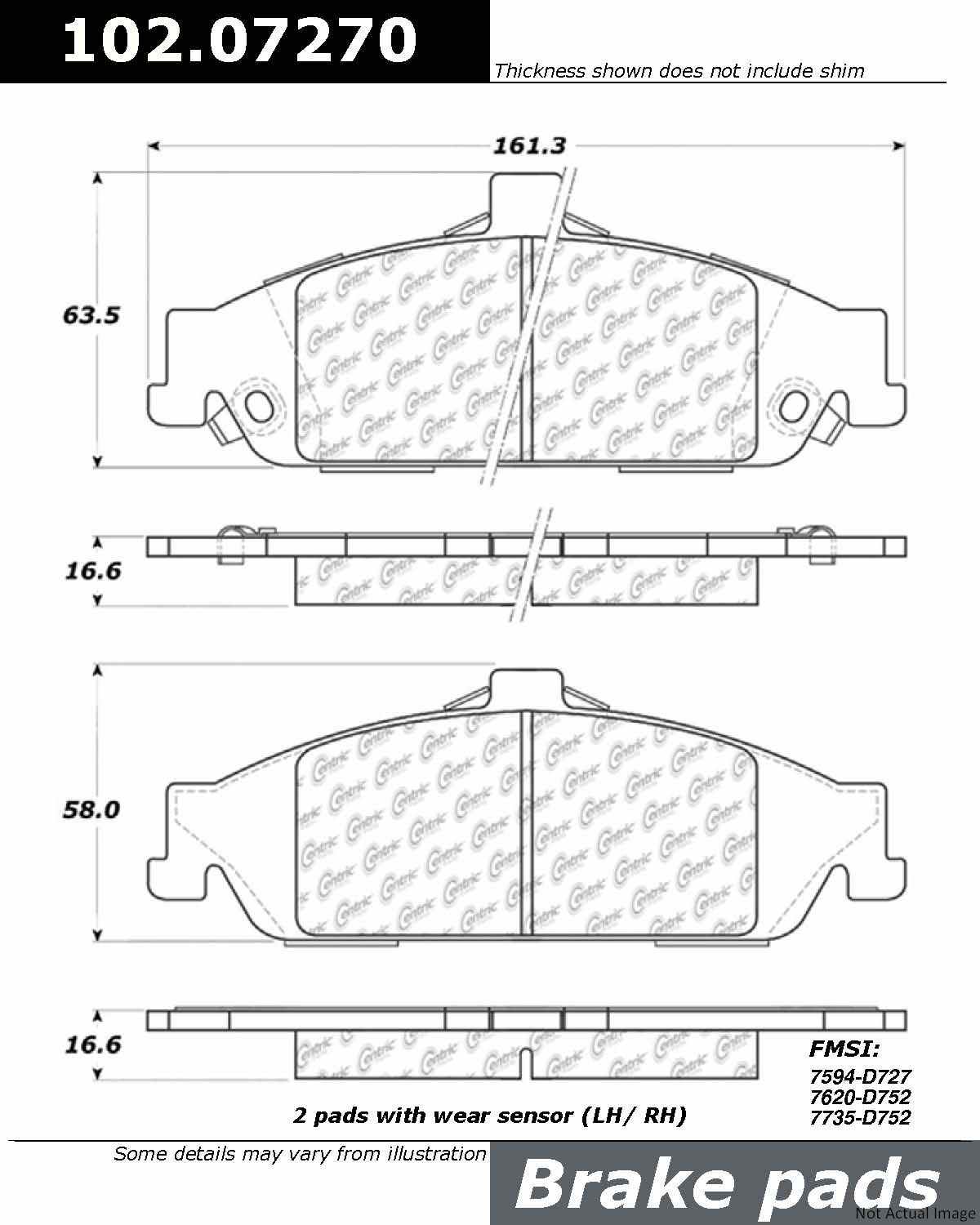 C-Tek Semi-Metallic Brake Pads with Shims  top view frsport 102.07270