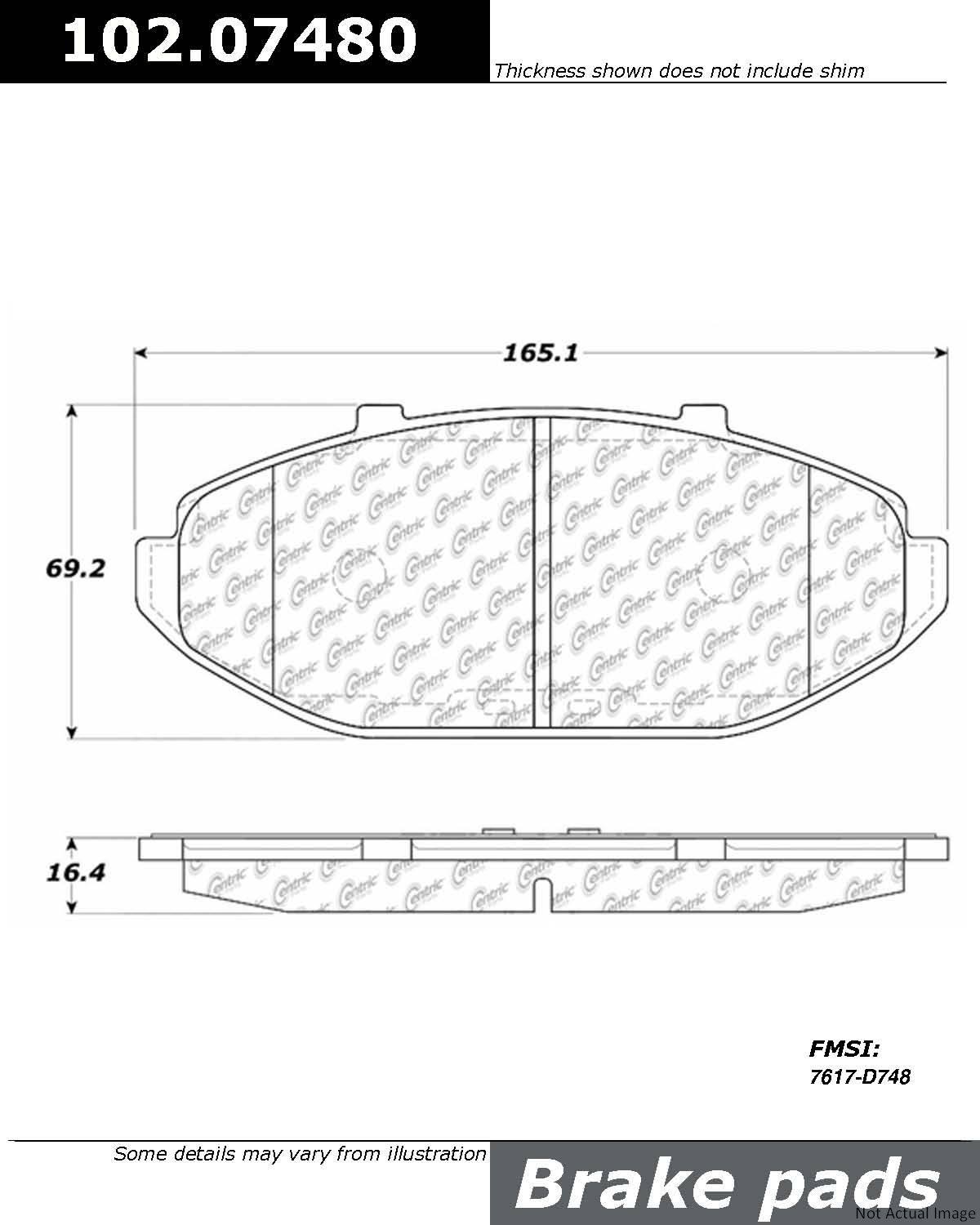 Stoptech Centric C-TEK Semi-Metallic Brake Pads w/Shims - Front 102.07480