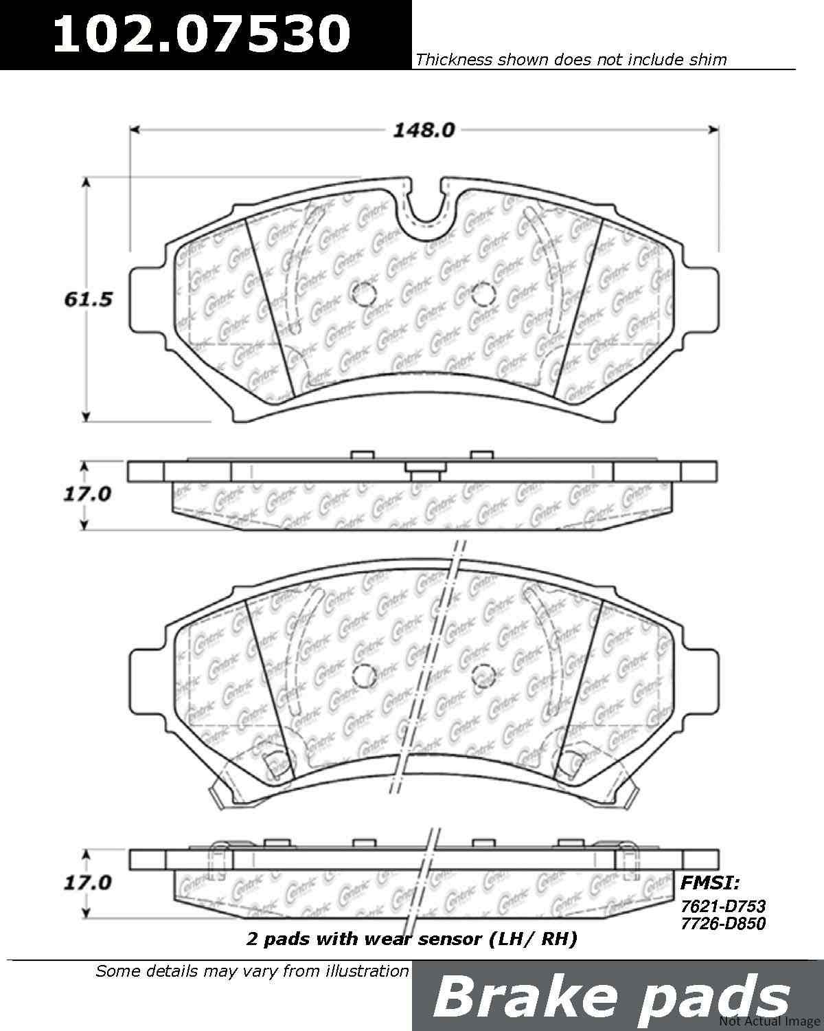 C-Tek Semi-Metallic Brake Pads with Shims  top view frsport 102.07530