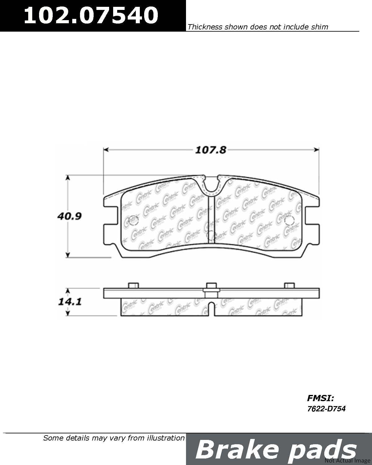 C-Tek Semi-Metallic Brake Pads with Shims  top view frsport 102.07540