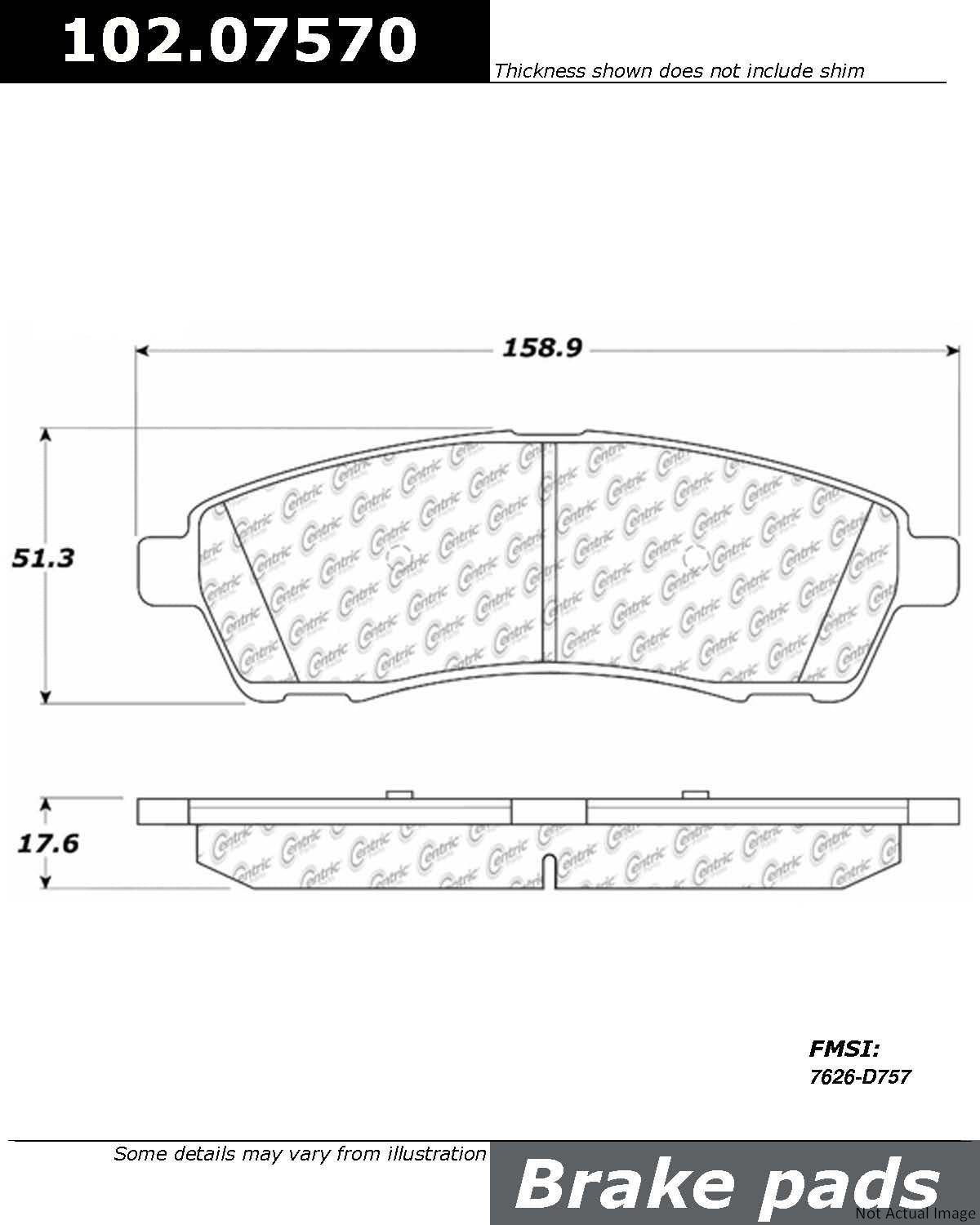 C-Tek Semi-Metallic Brake Pads with Shims  top view frsport 102.07570