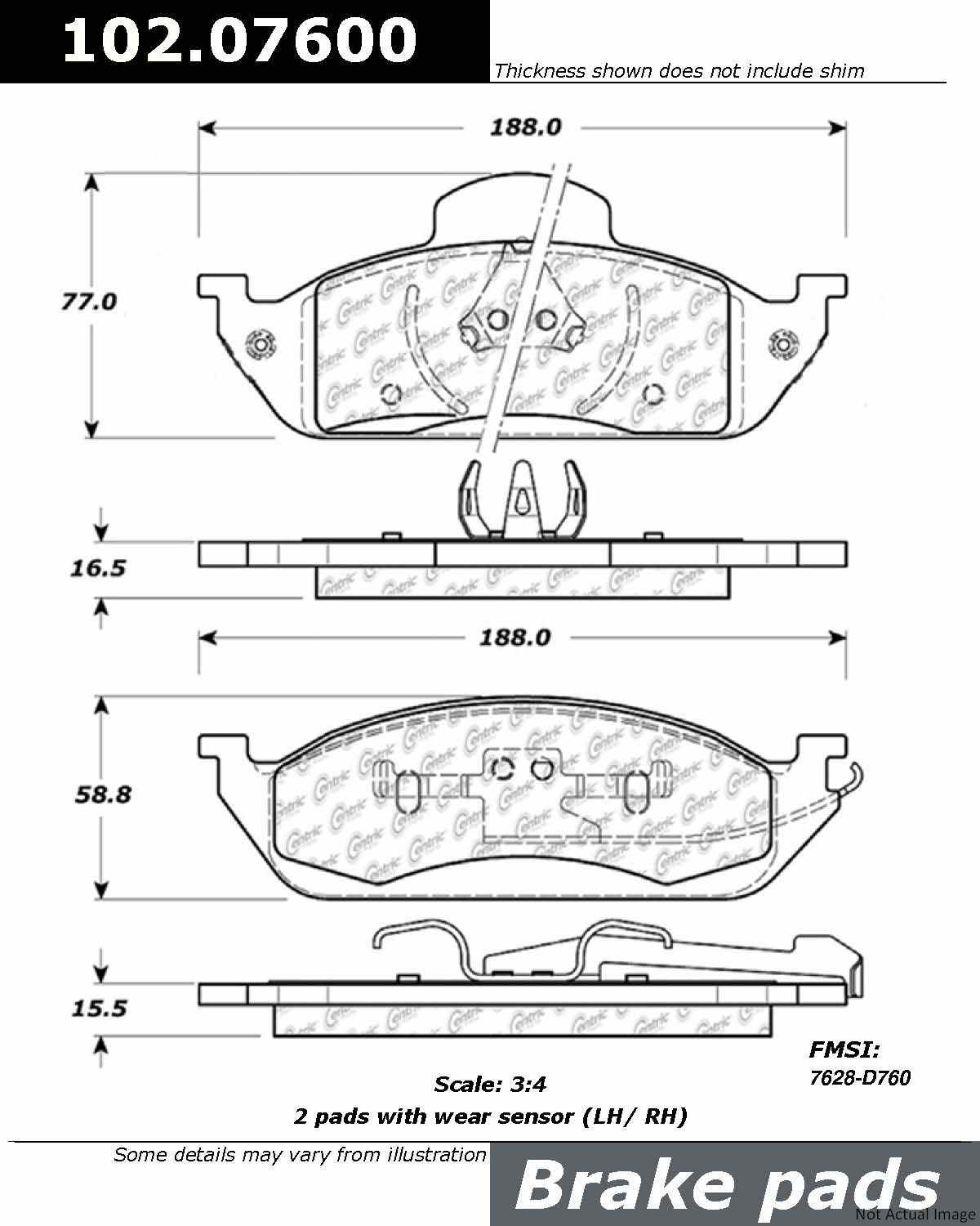 Stoptech Centric C-TEK Semi-Metallic Brake Pads w/Shims - Front 102.07600