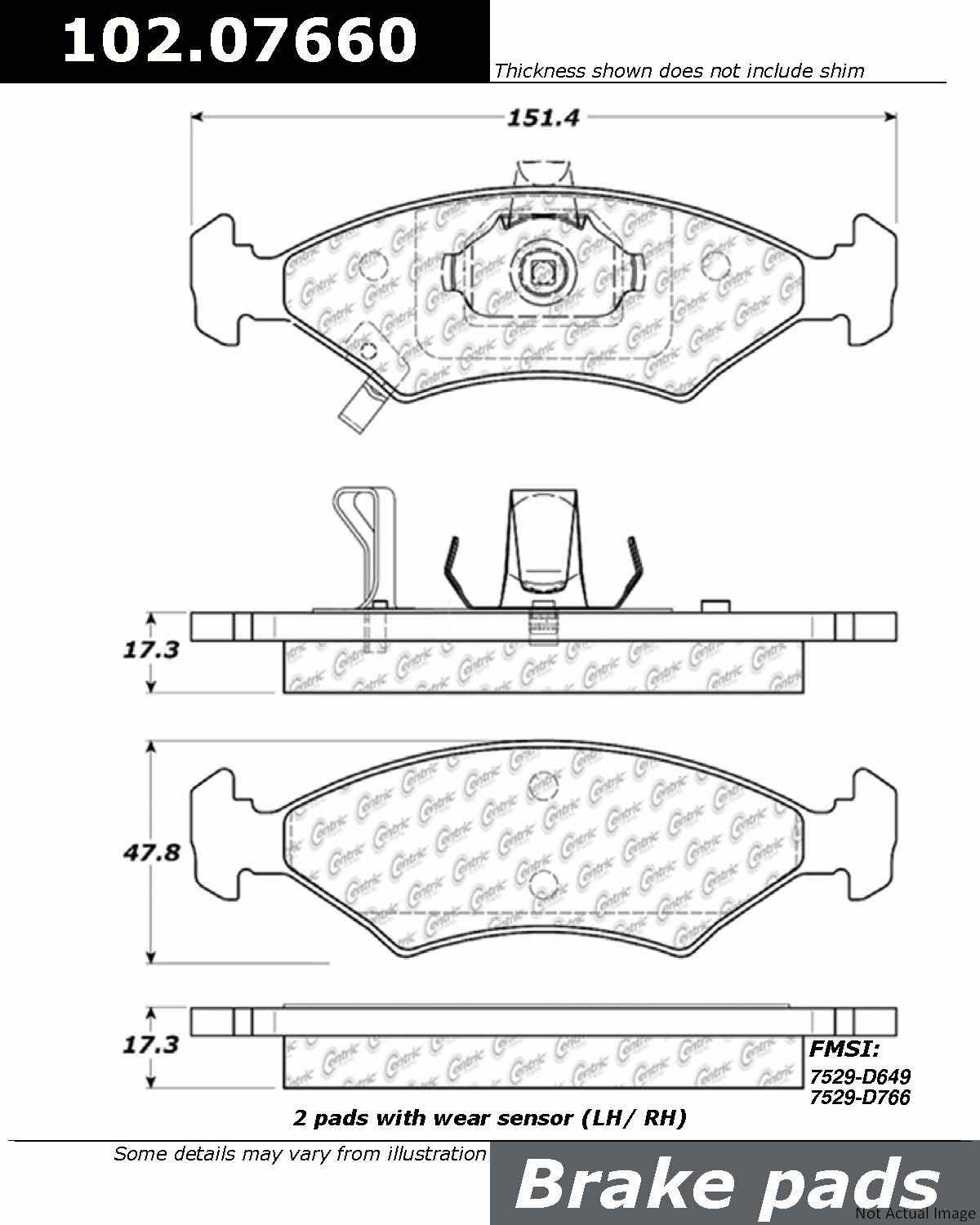 C-Tek Semi-Metallic Brake Pads with Shims  top view frsport 102.07660