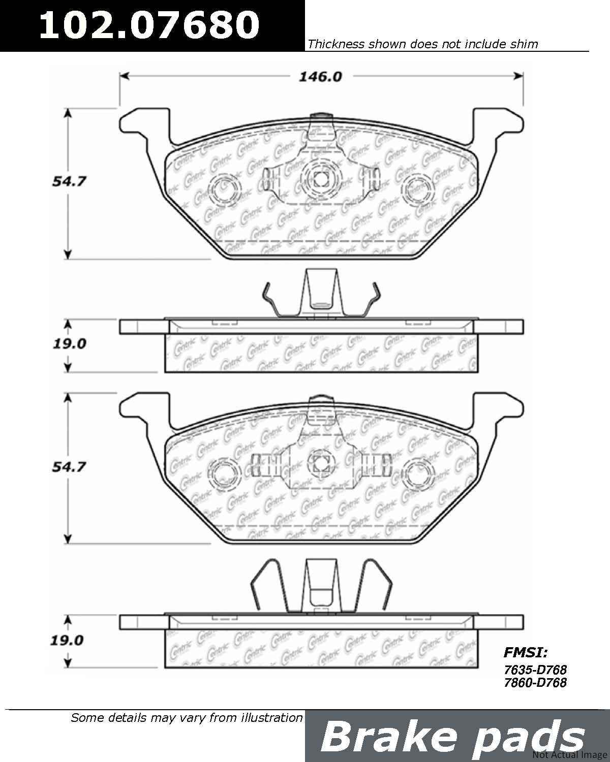 C-Tek Semi-Metallic Brake Pads with Shims  top view frsport 102.07680