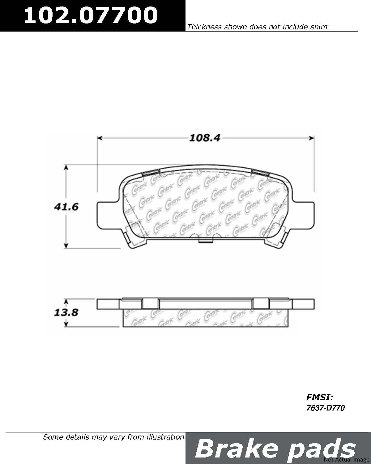 C-Tek Semi-Metallic Brake Pads with Shims  top view frsport 102.07700