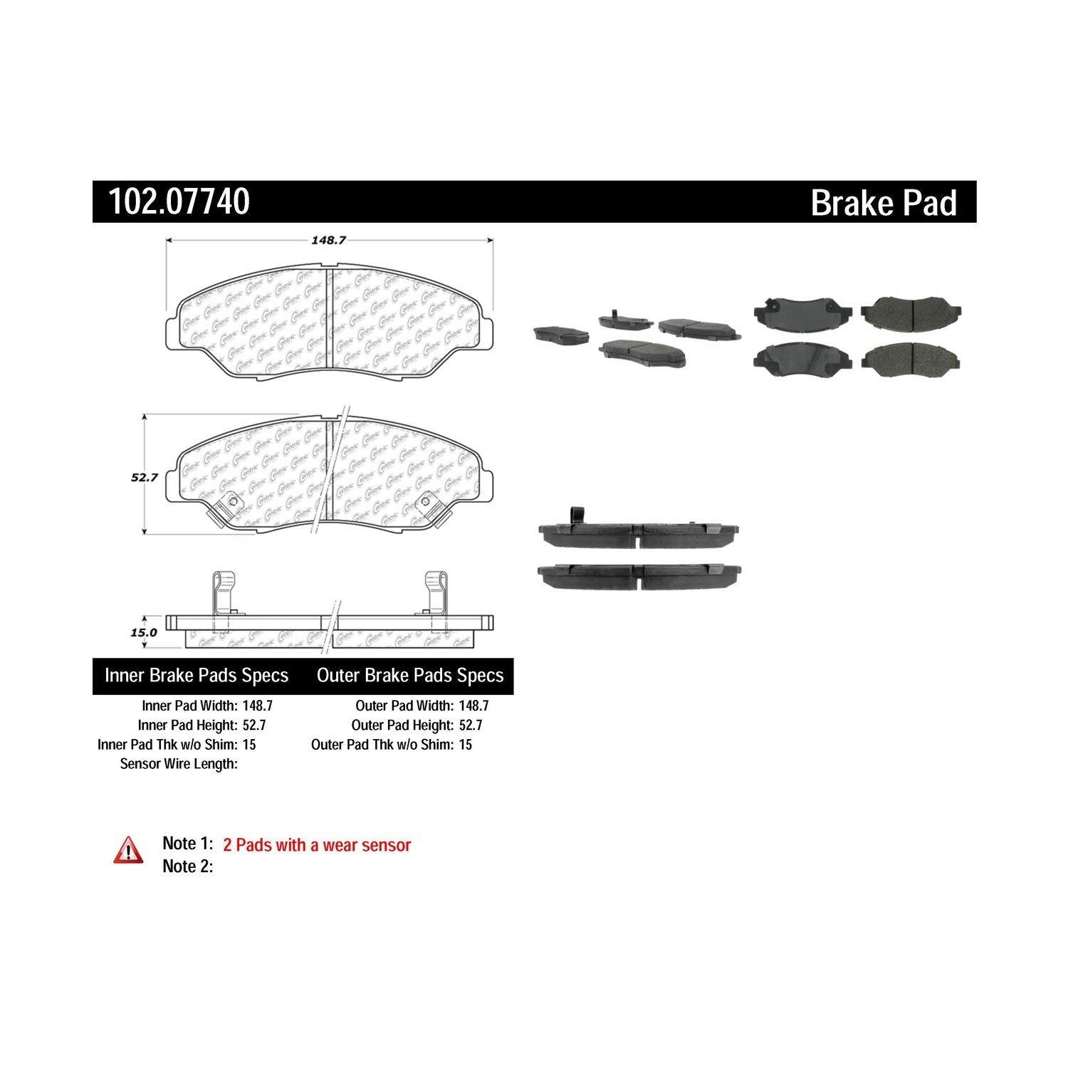 c-tek semi-metallic brake pads with shims  frsport 102.07740