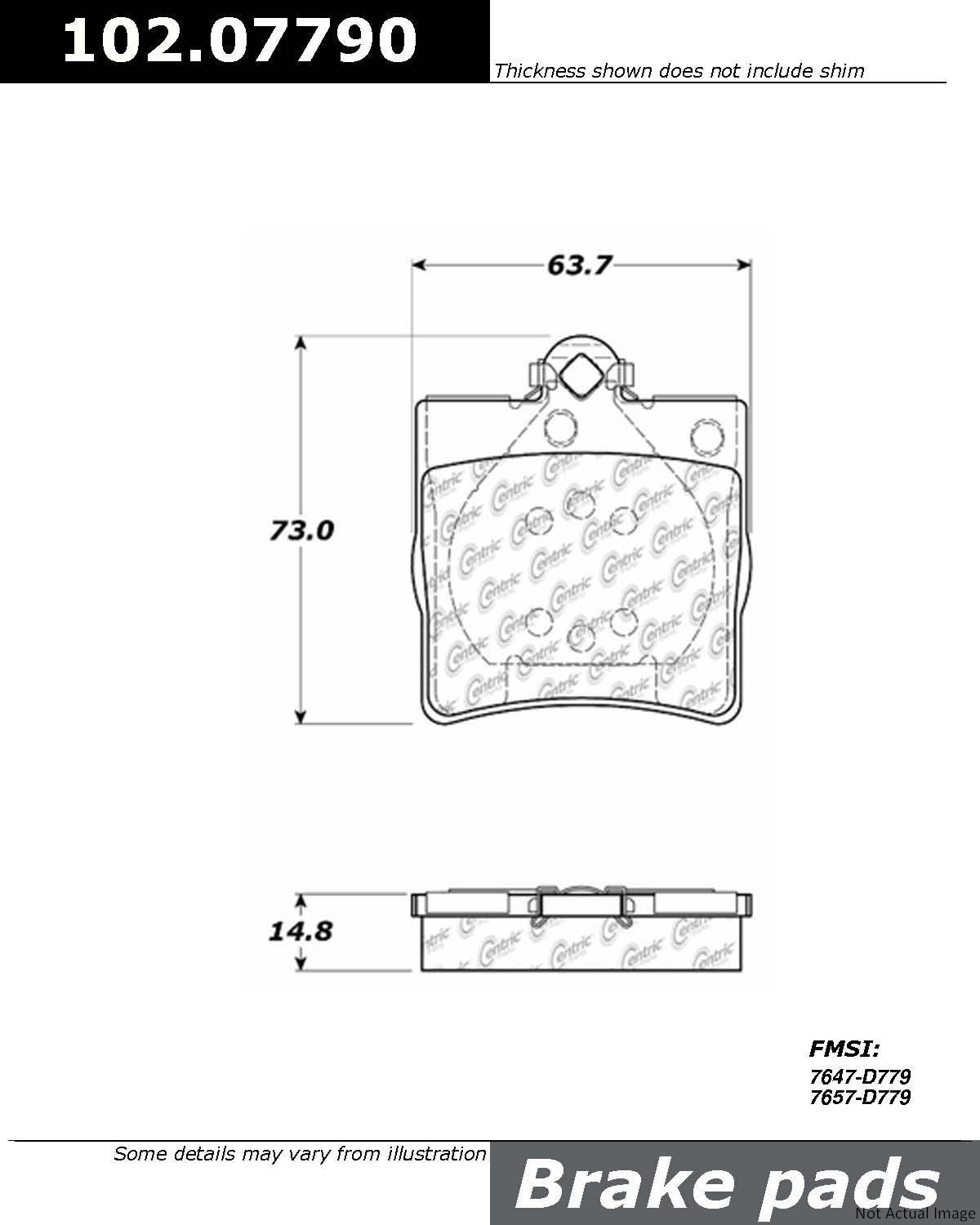 C-Tek Semi-Metallic Brake Pads with Shims  top view frsport 102.07790