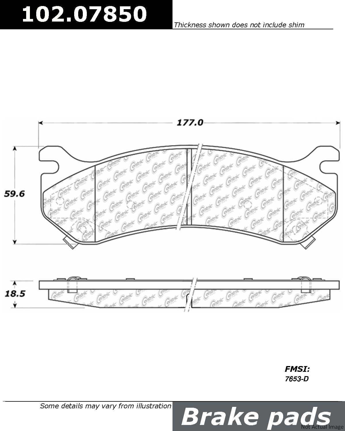 C-Tek Semi-Metallic Brake Pads with Shims  top view frsport 102.07850