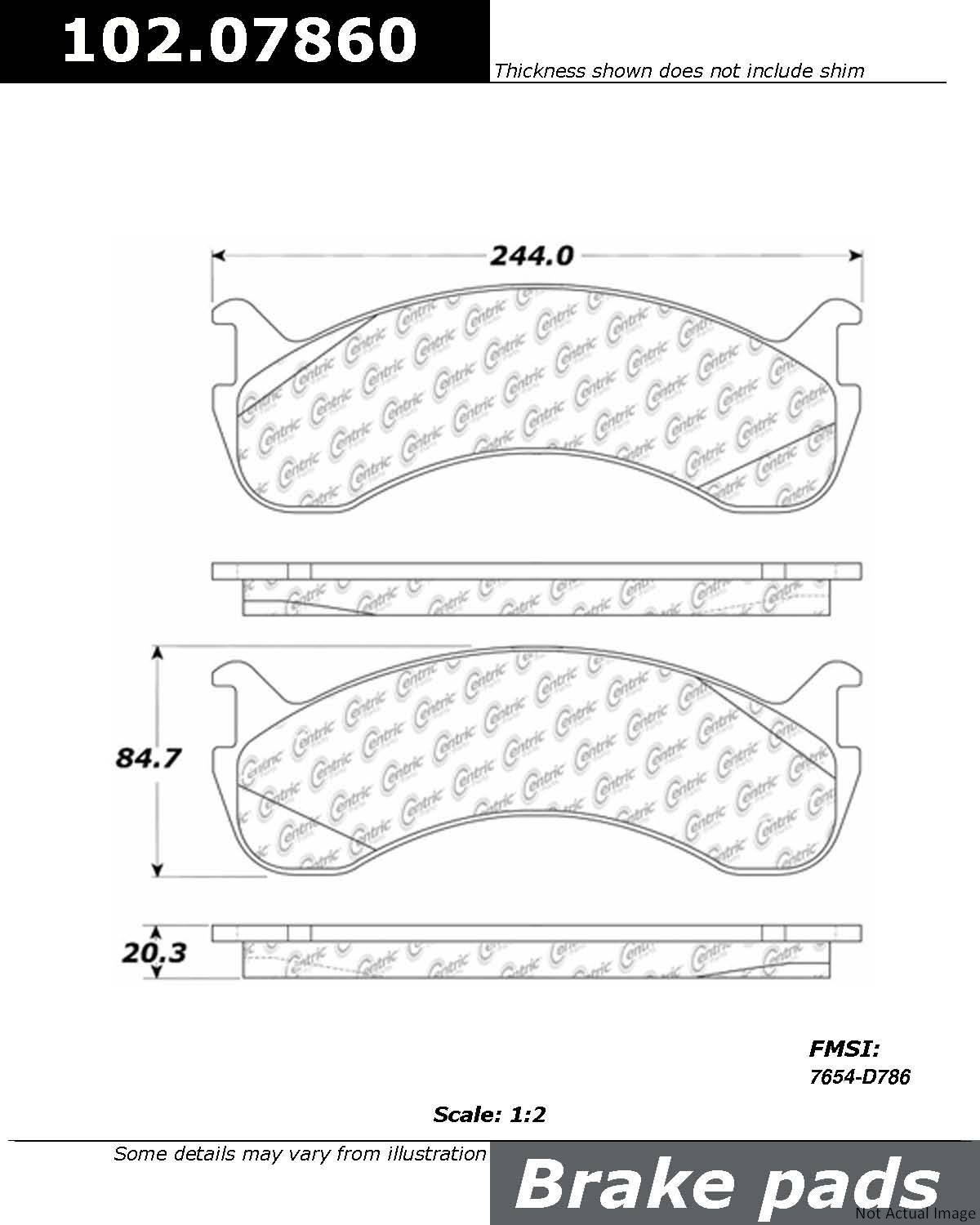 C-Tek Semi-Metallic Brake Pads with Shims  top view frsport 102.07860