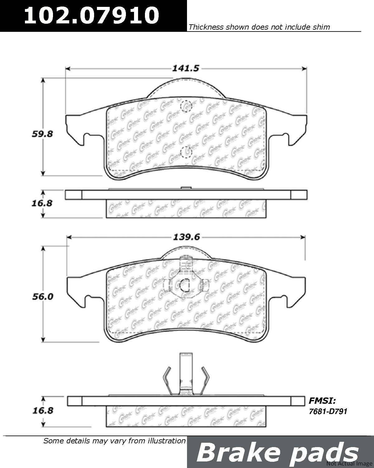 C-Tek Semi-Metallic Brake Pads with Shims  top view frsport 102.07910