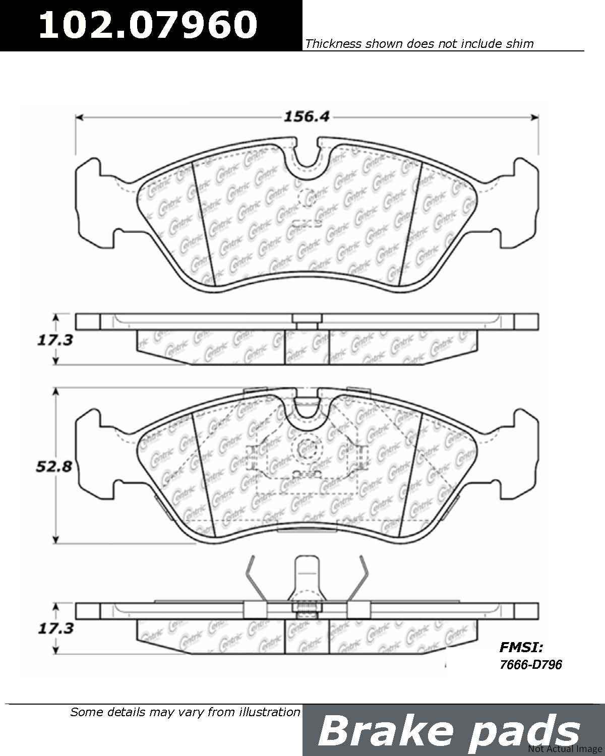 C-Tek Semi-Metallic Brake Pads with Shims  top view frsport 102.07960