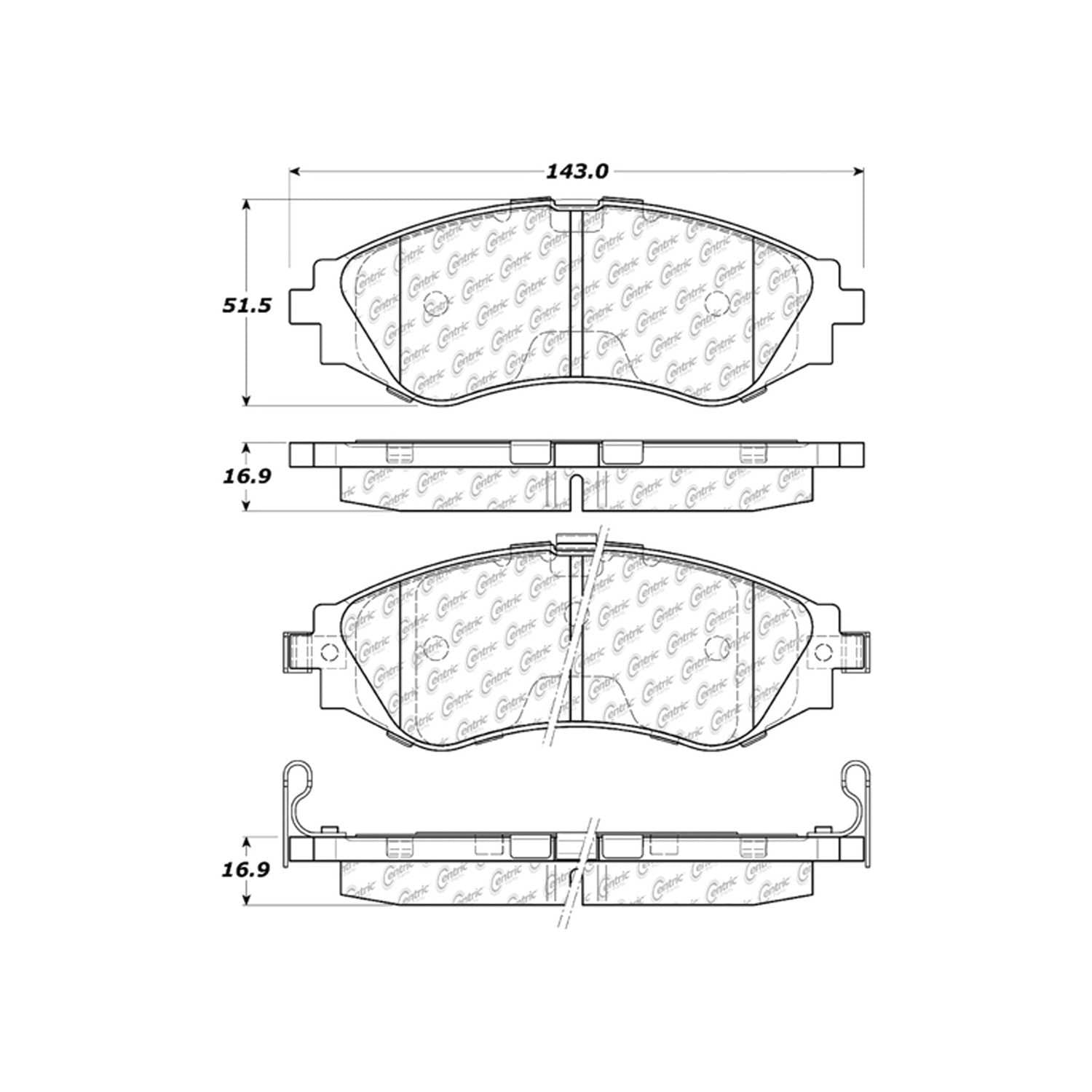 c-tek semi-metallic brake pads with shims  frsport 102.07970