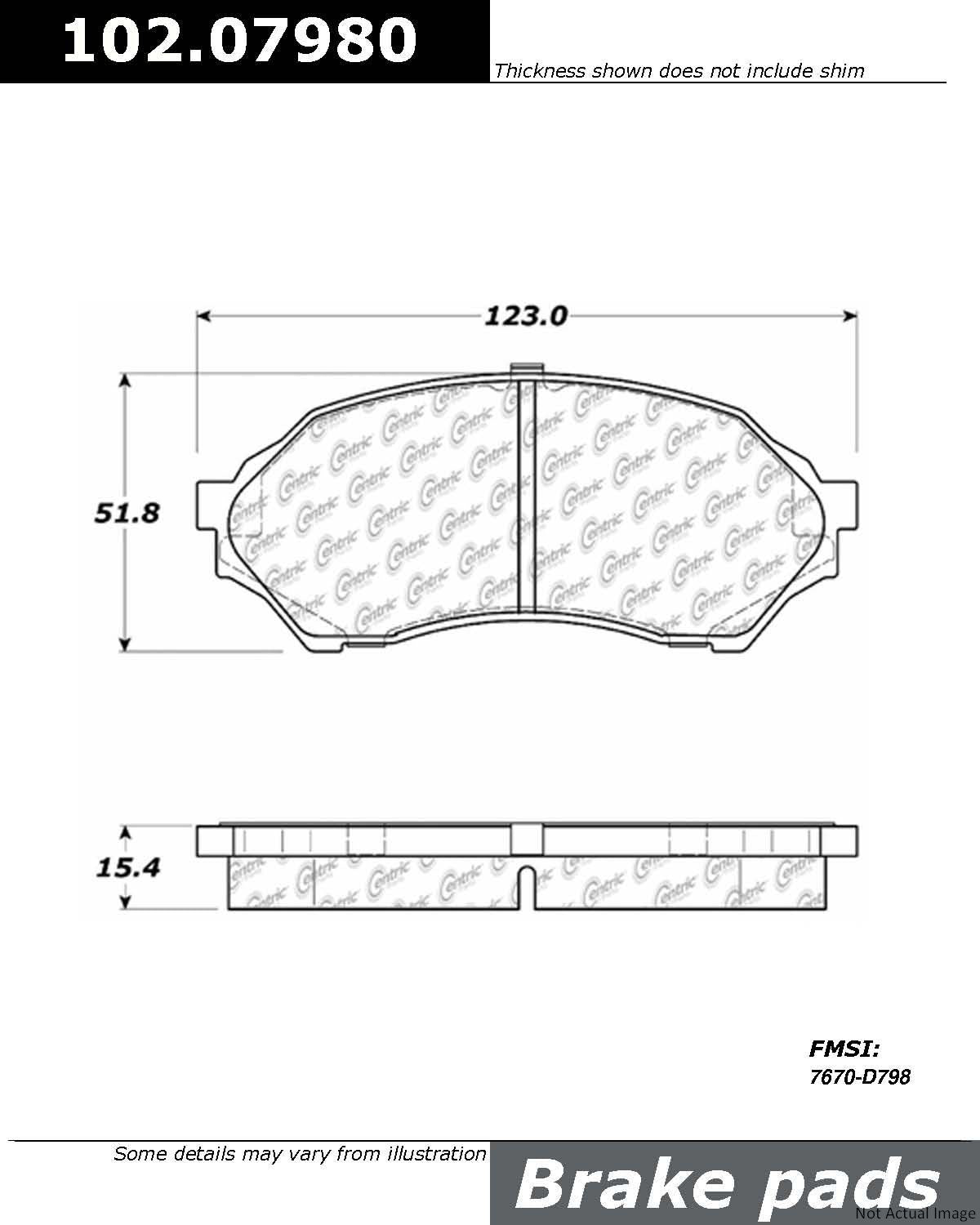 C-Tek Semi-Metallic Brake Pads with Shims  top view frsport 102.07980