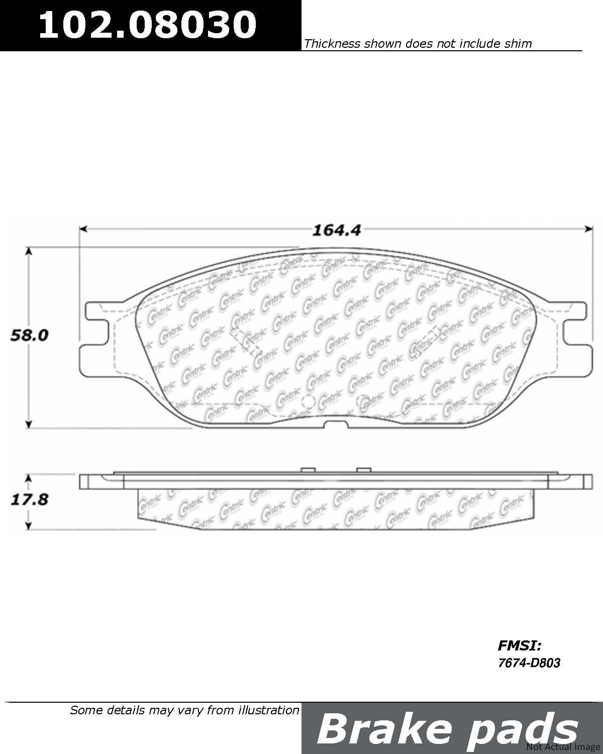 C-Tek Semi-Metallic Brake Pads with Shims  top view frsport 102.08030