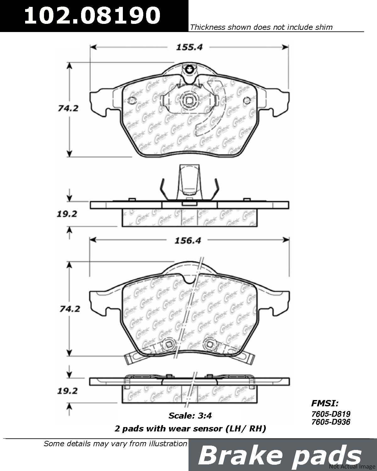 Stoptech Centric C-TEK Semi-Metallic Brake Pads w/Shims - Front 102.08190