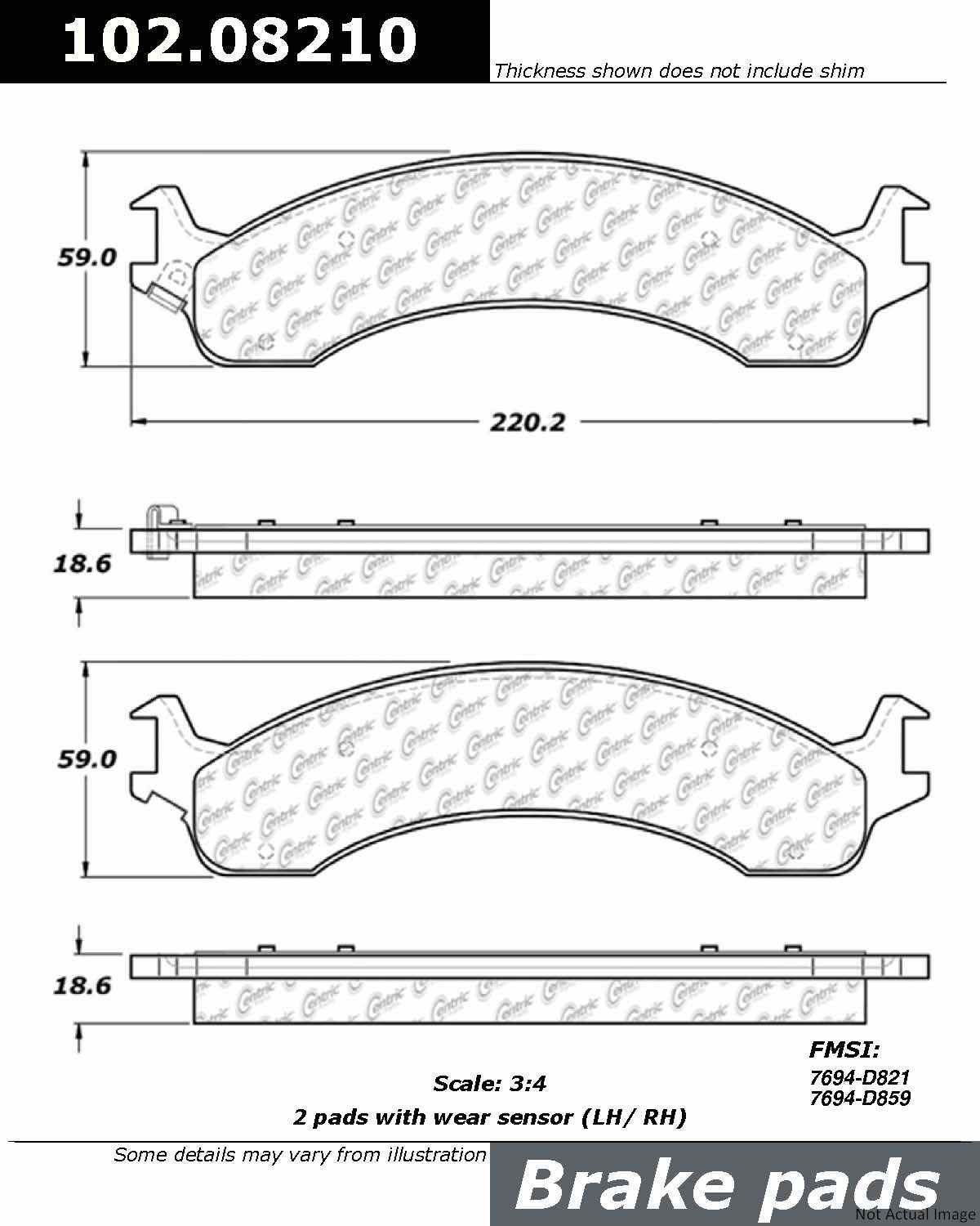 C-Tek Semi-Metallic Brake Pads with Shims  top view frsport 102.08210