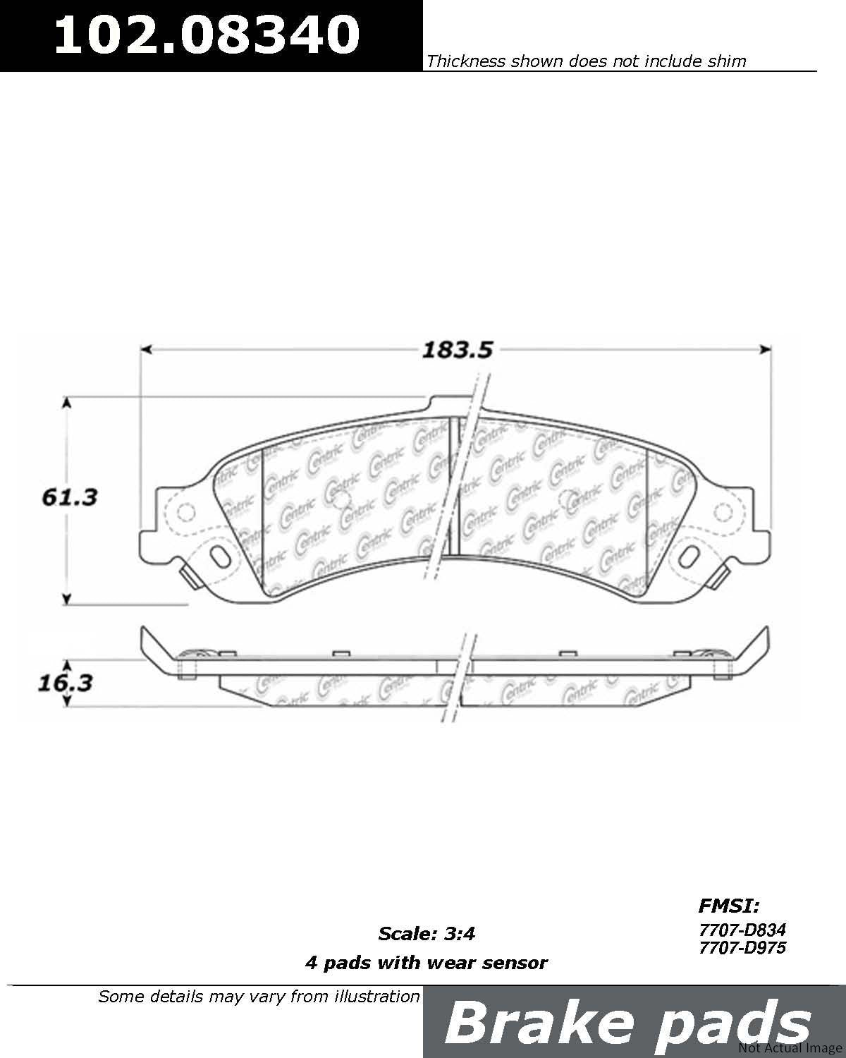 C-Tek Semi-Metallic Brake Pads with Shims  top view frsport 102.08340