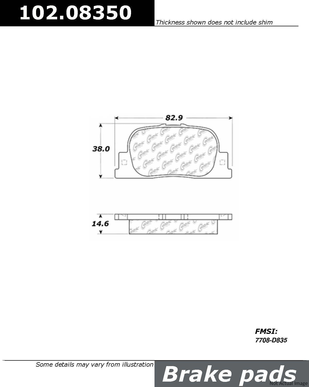 C-Tek Semi-Metallic Brake Pads with Shims  top view frsport 102.08350