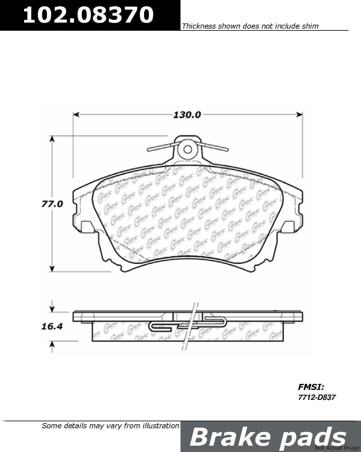 C-Tek Semi-Metallic Brake Pads with Shims  top view frsport 102.08370