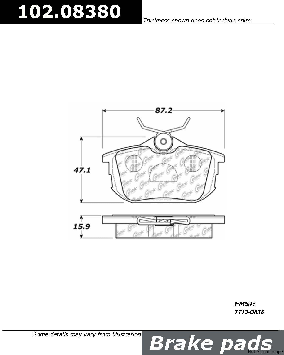 C-Tek Semi-Metallic Brake Pads with Shims  top view frsport 102.08380