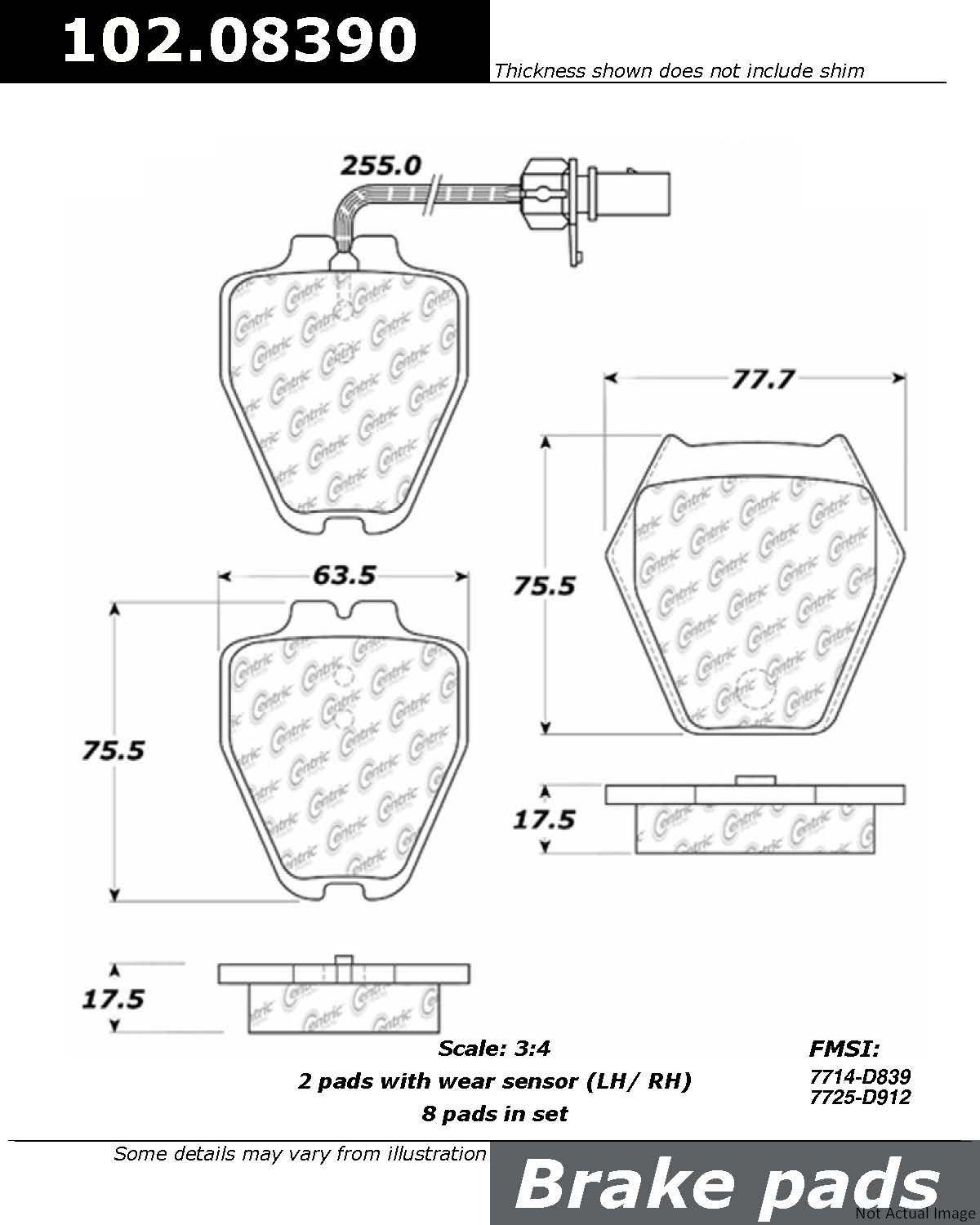 C-Tek Semi-Metallic Brake Pads with Shims  top view frsport 102.08390