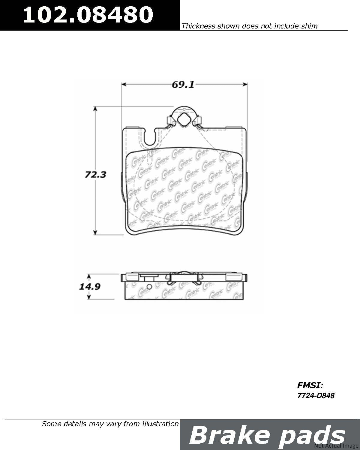 C-Tek Semi-Metallic Brake Pads with Shims  top view frsport 102.08480