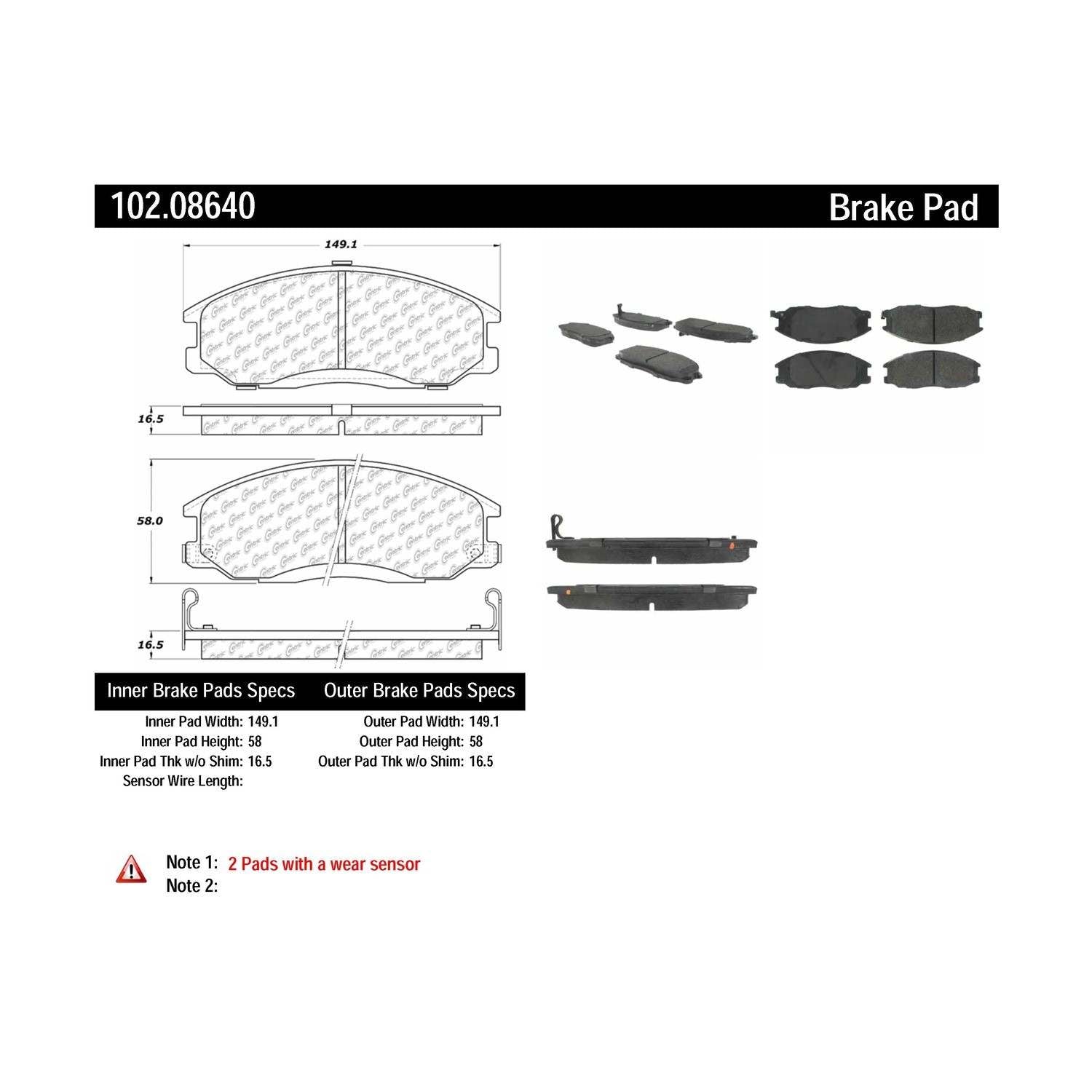 c-tek semi-metallic brake pads with shims  frsport 102.08640