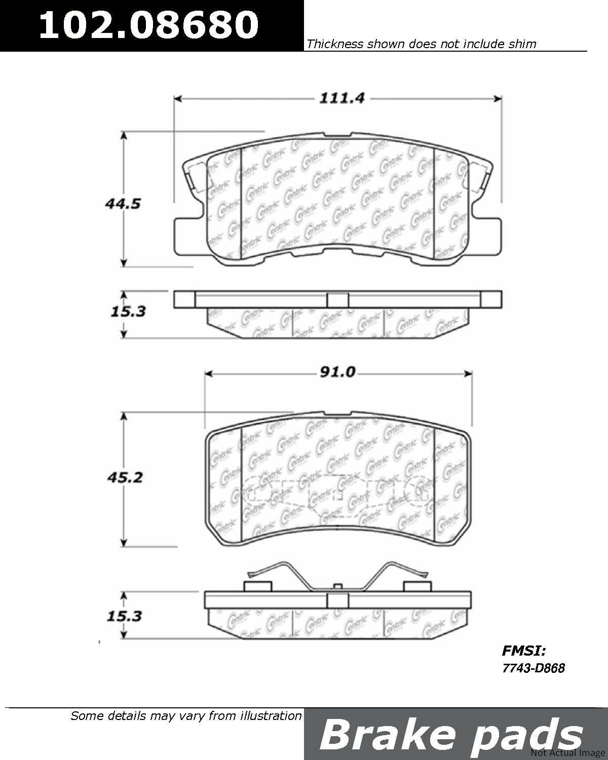 Stoptech Centric C-TEK Semi-Metallic Brake Pads w/Shims - Rear 102.08680