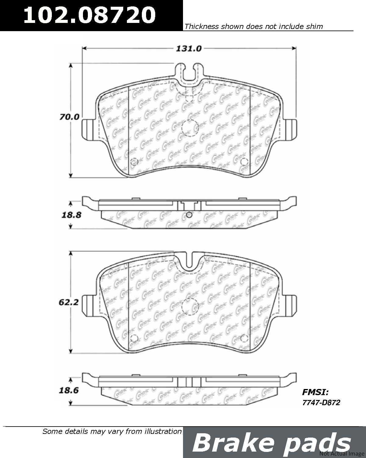 C-Tek Semi-Metallic Brake Pads with Shims  top view frsport 102.08720