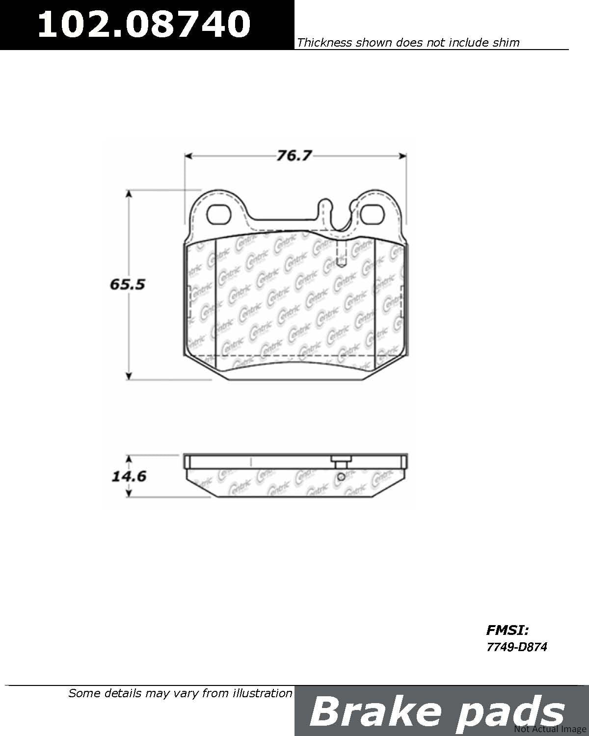 C-Tek Semi-Metallic Brake Pads with Shims  top view frsport 102.08740