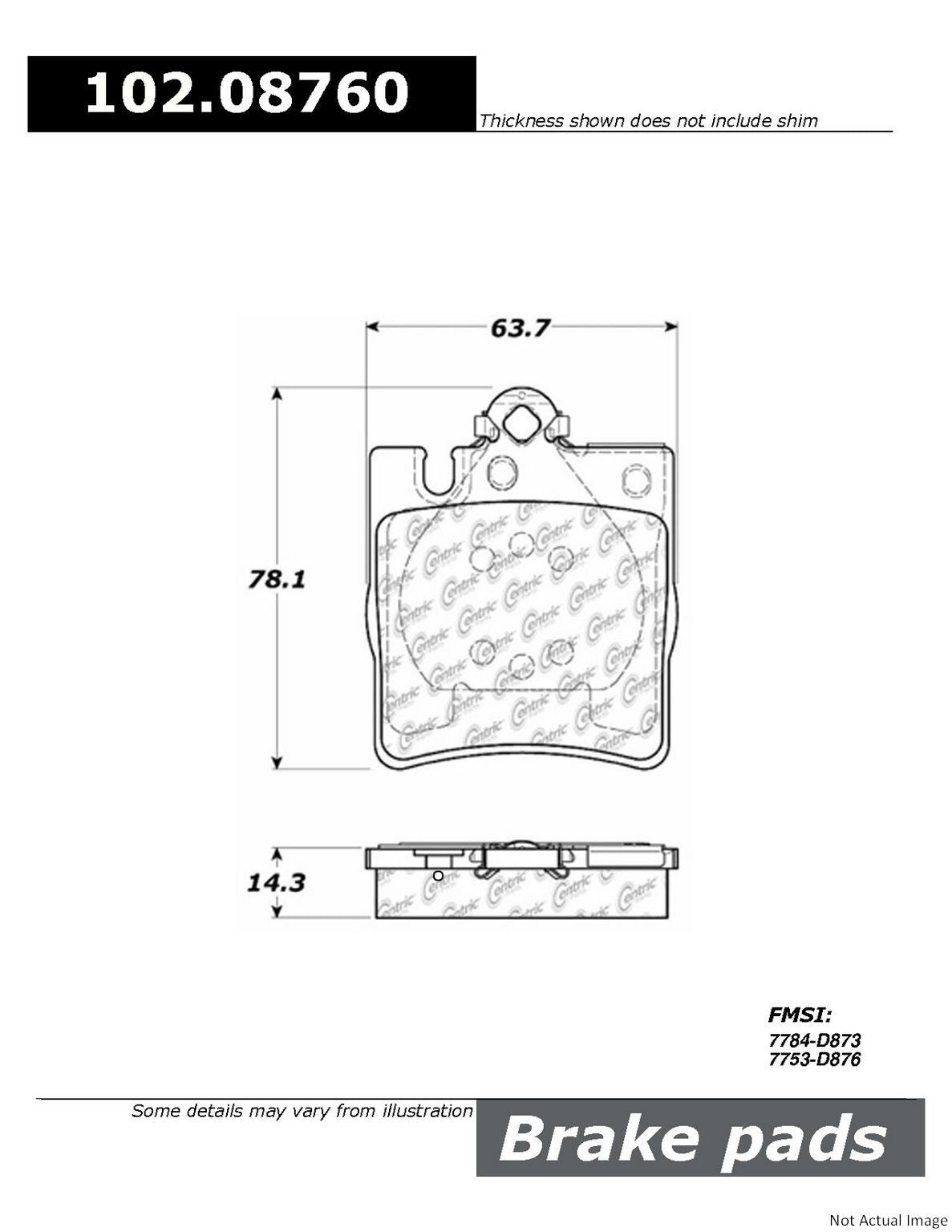 C-Tek Semi-Metallic Brake Pads with Shims  top view frsport 102.08760