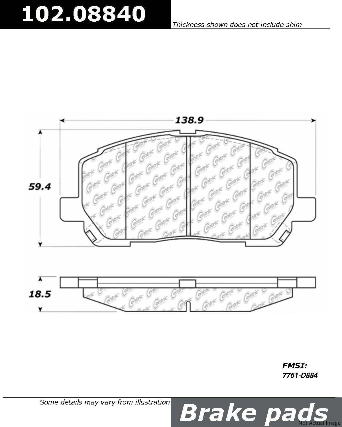 C-Tek Semi-Metallic Brake Pads with Shims  top view frsport 102.08840