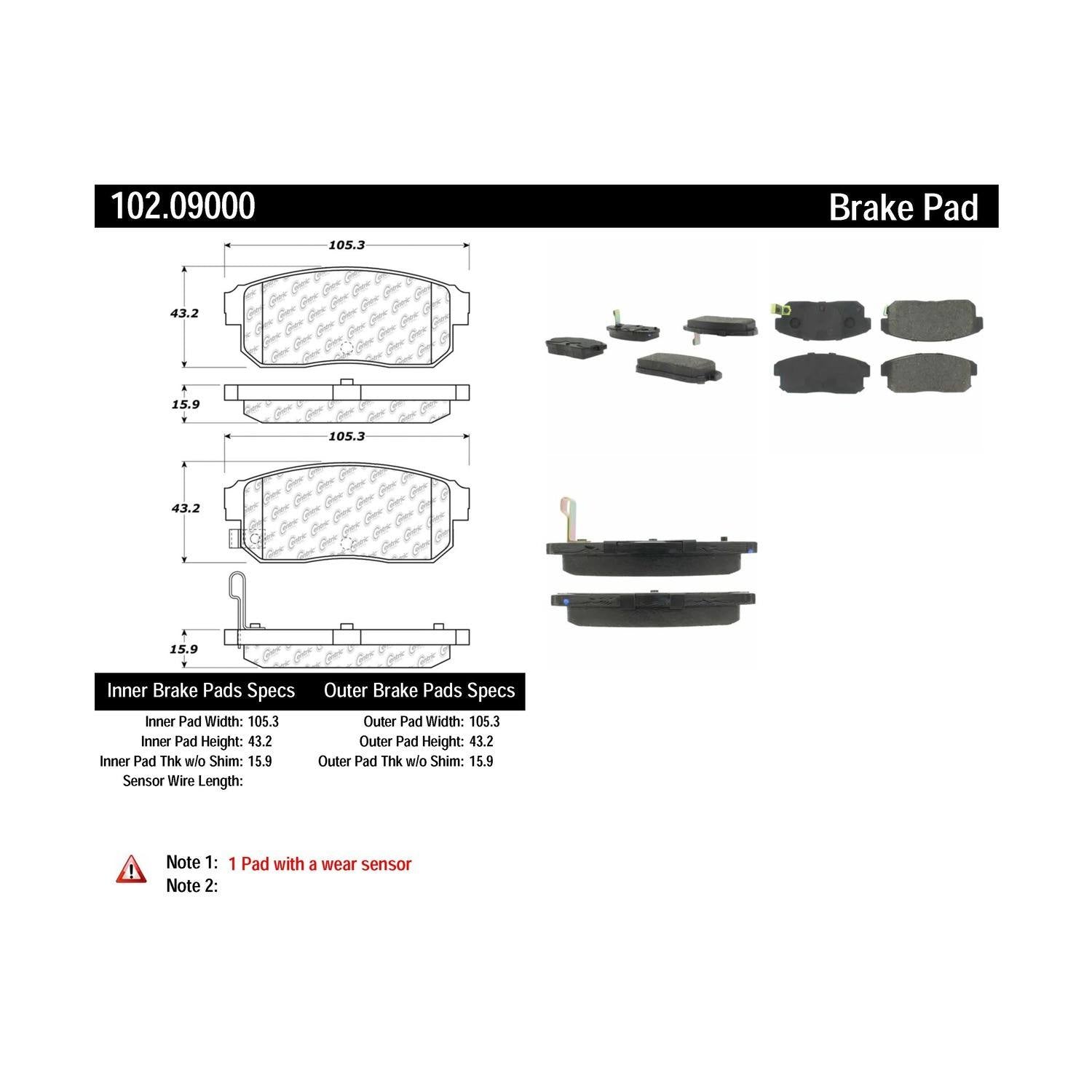 c-tek semi-metallic brake pads with shims  frsport 102.09000