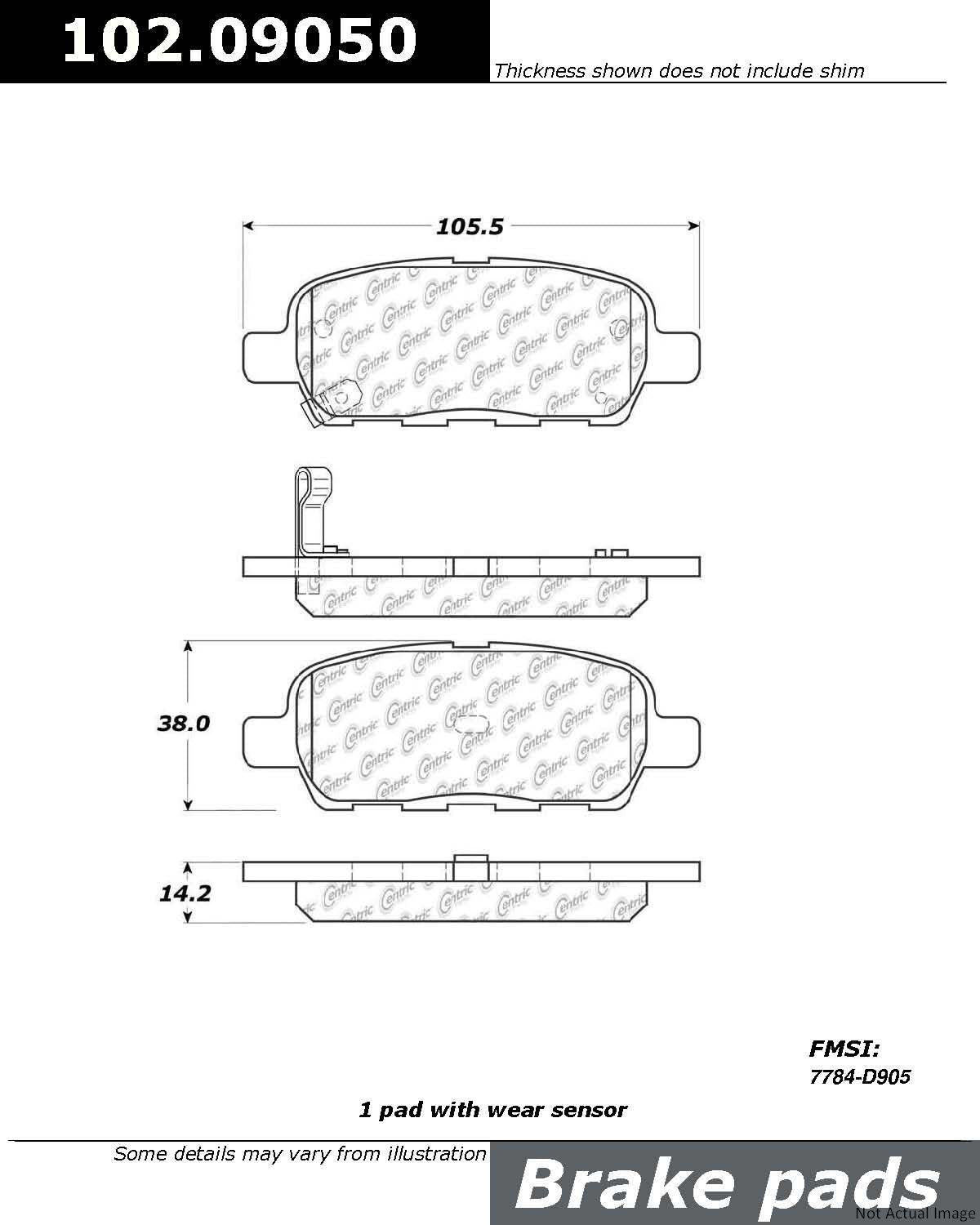 Stoptech Centric C-TEK 02-18 Nissan Altima Semi-Metallic Rear Brake Pads w/Shims 102.09050