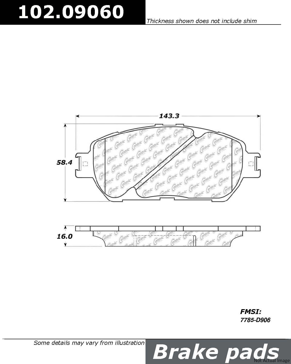 C-Tek Semi-Metallic Brake Pads with Shims  top view frsport 102.09060