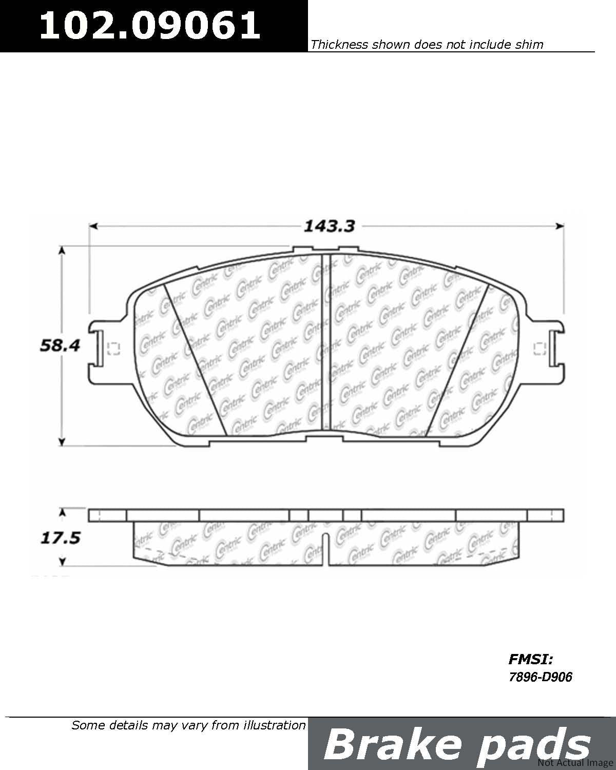 C-Tek Semi-Metallic Brake Pads with Shims  top view frsport 102.09061