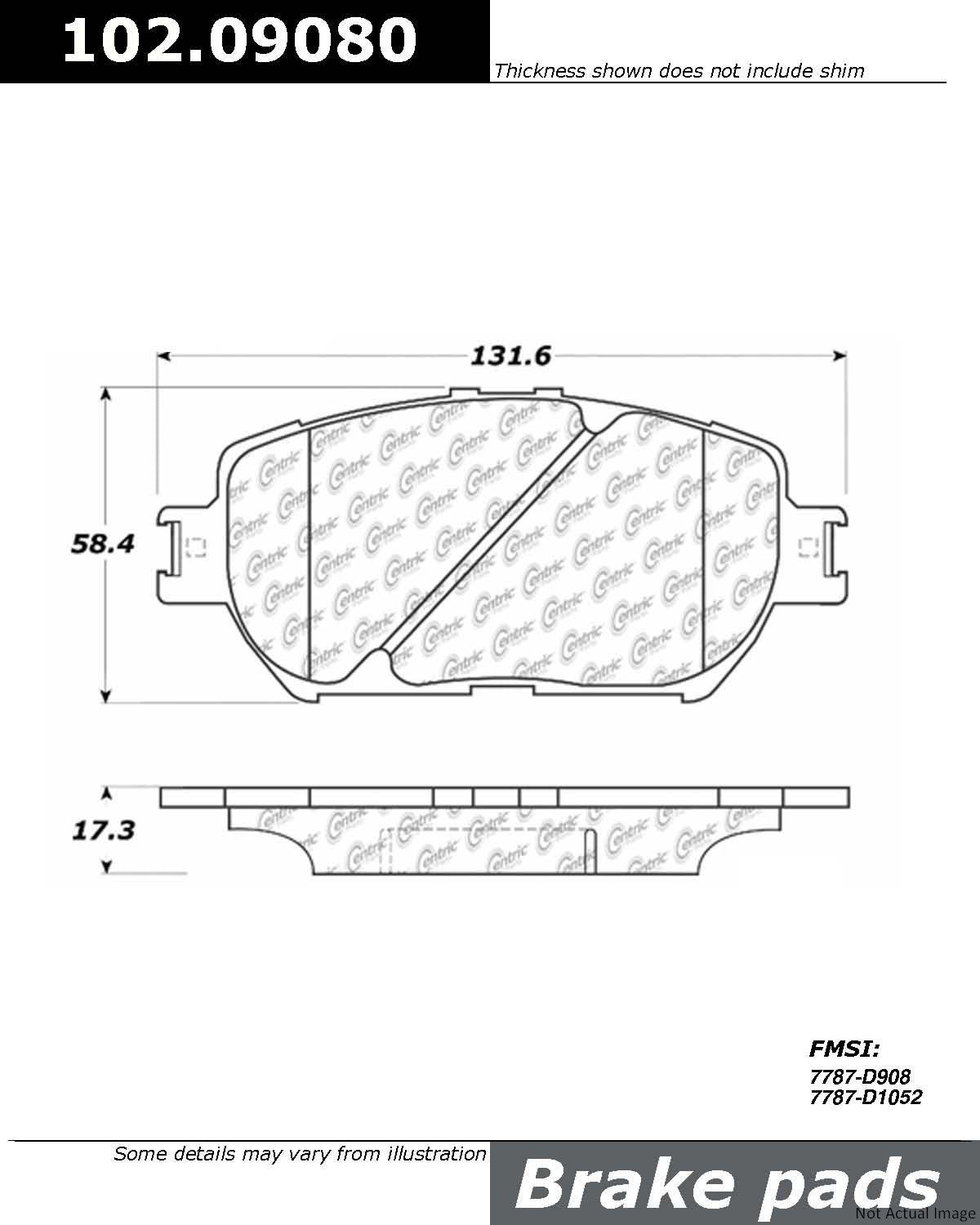 C-Tek Semi-Metallic Brake Pads with Shims  top view frsport 102.09080