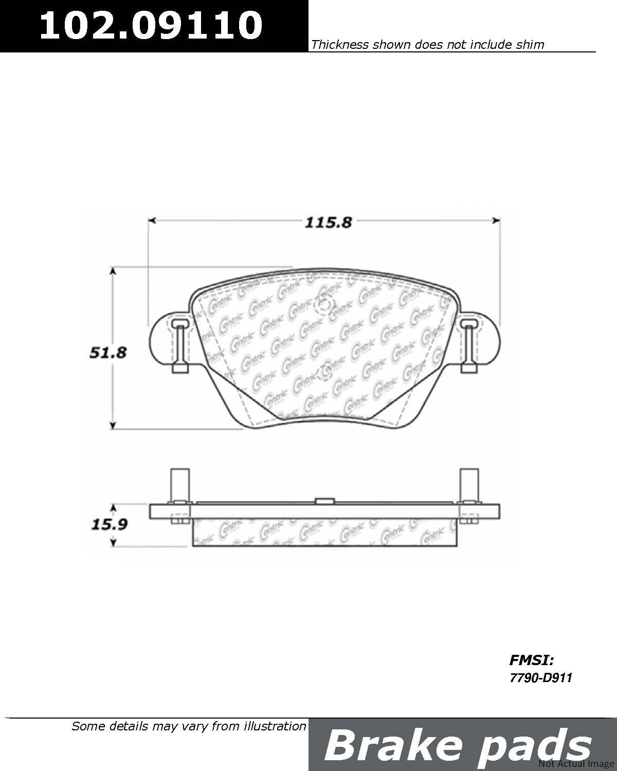 Stoptech Centric C-TEK Semi-Metallic Brake Pads w/Shims - Rear 102.09110