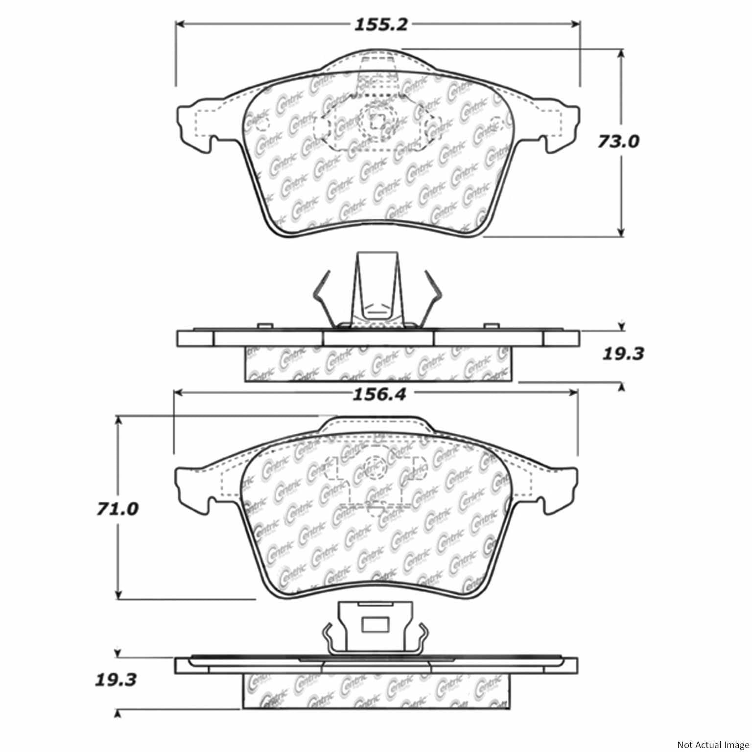 C-Tek Semi-Metallic Brake Pads with Shims  top view frsport 102.09154