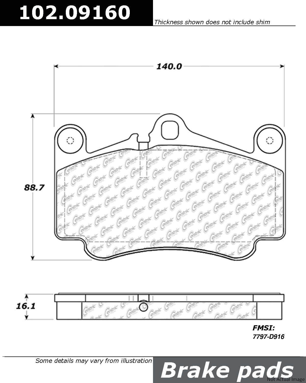 C-Tek Semi-Metallic Brake Pads with Shims  top view frsport 102.09160